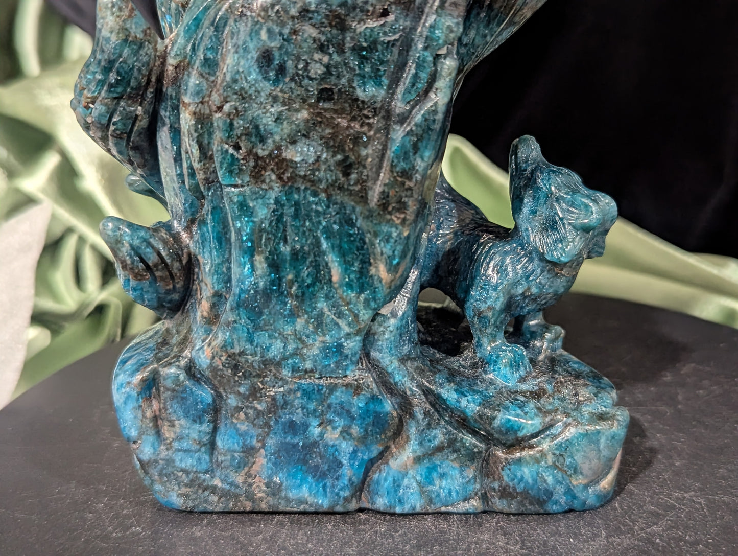 Blue Apatite Nine Tailed Fox Figurine