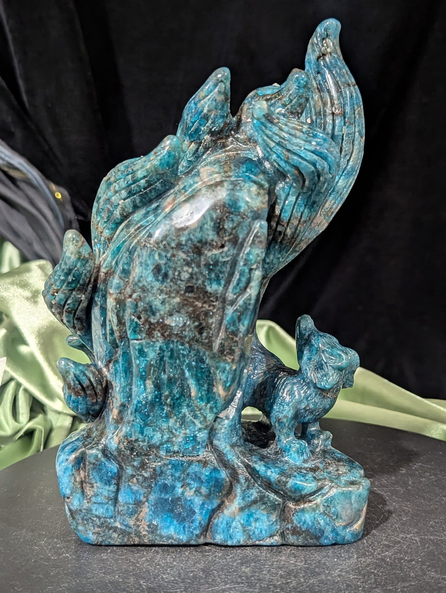Blue Apatite Nine Tailed Fox Figurine