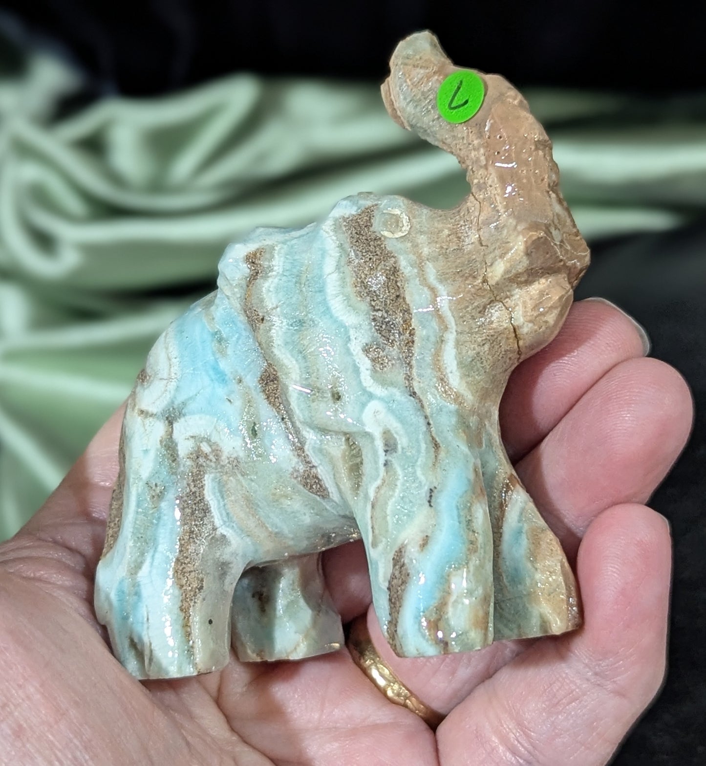 Blue Aragonite Elephant Figurine