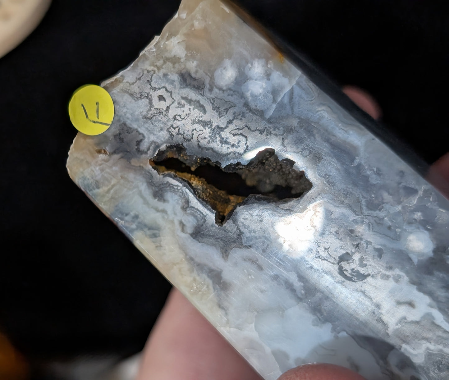 Blue and Peach Plume Agate Raw Top Tower F