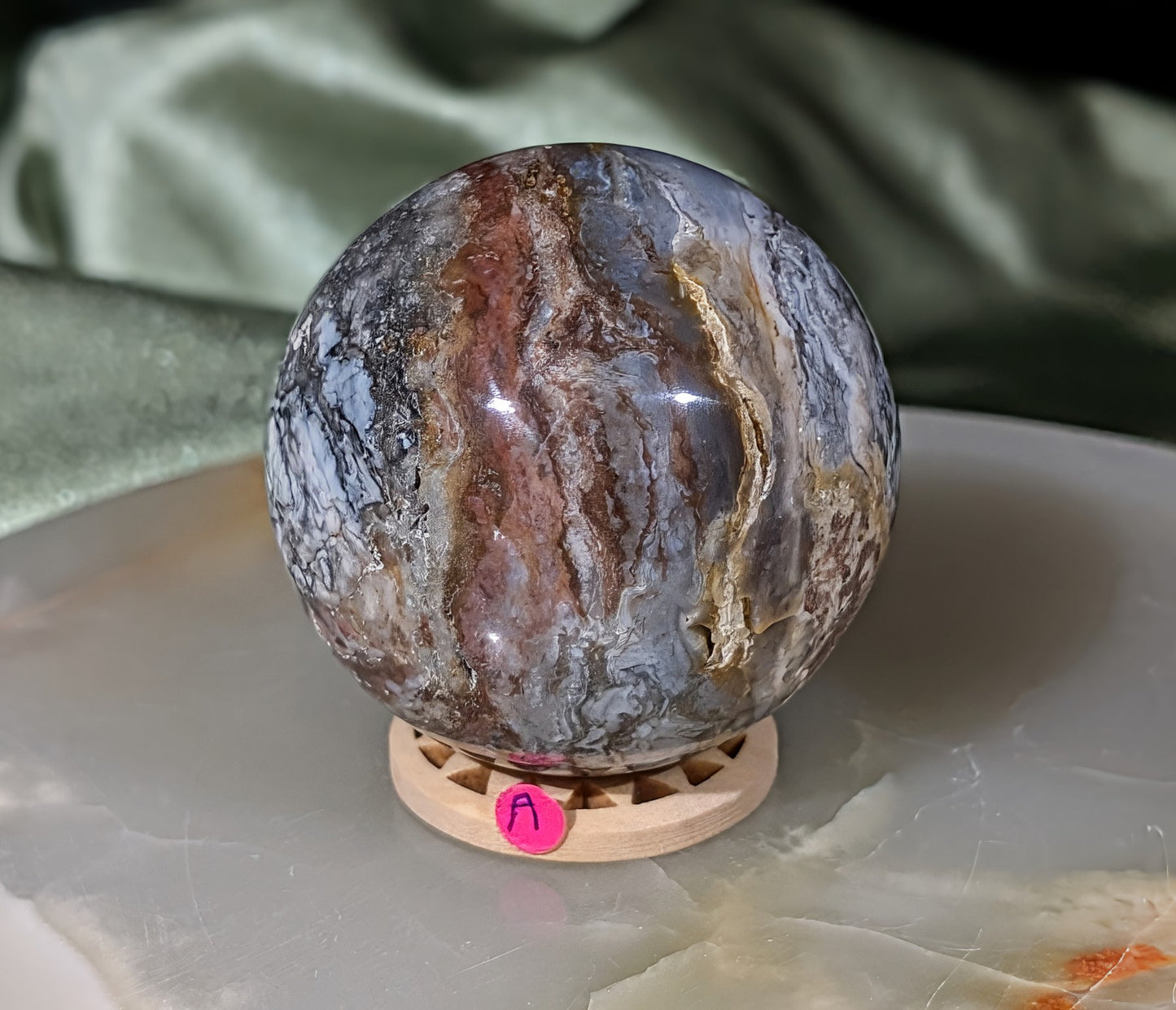Blue and Pink Chalcedony Sphere