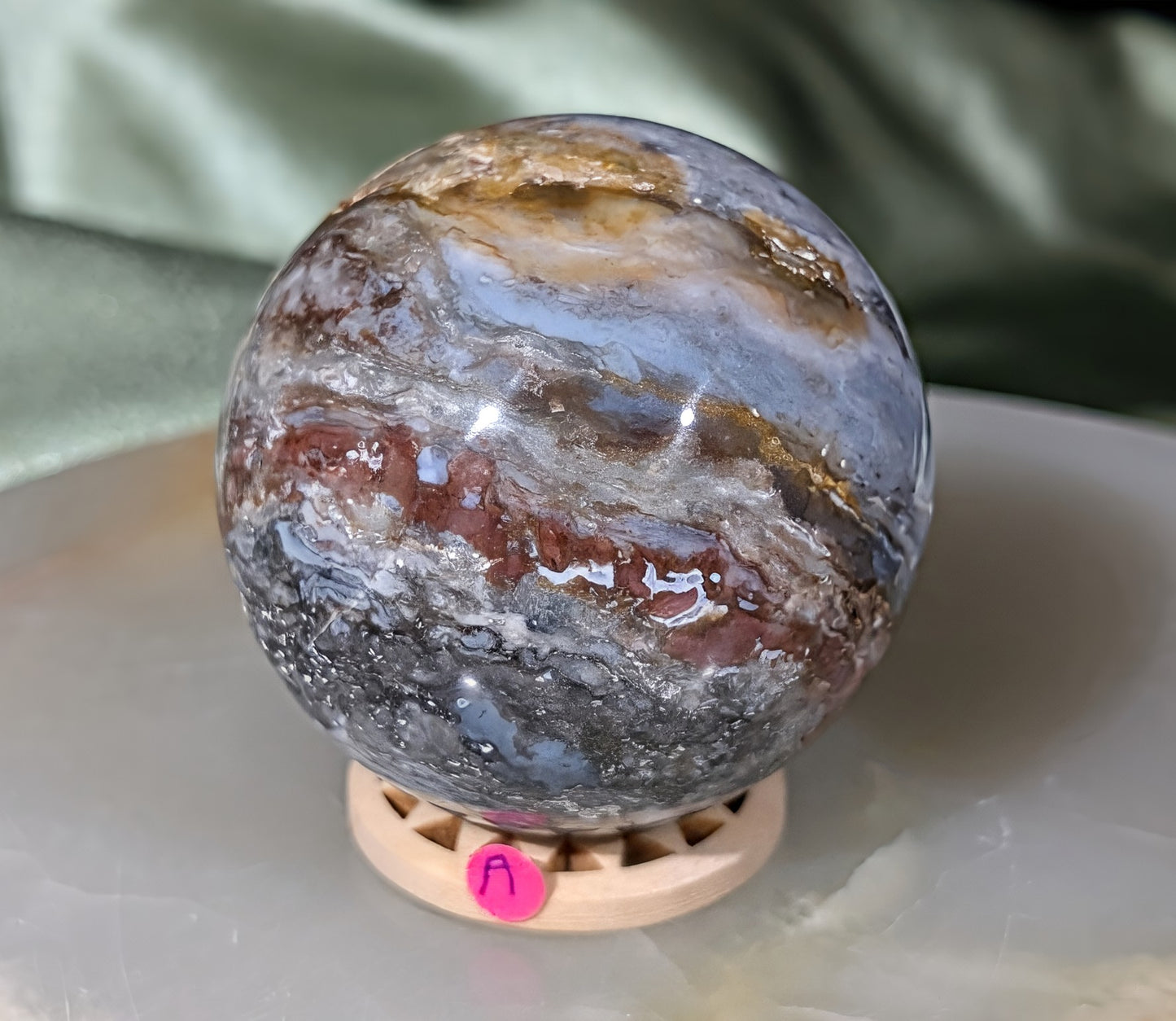 Blue and Pink Chalcedony Sphere