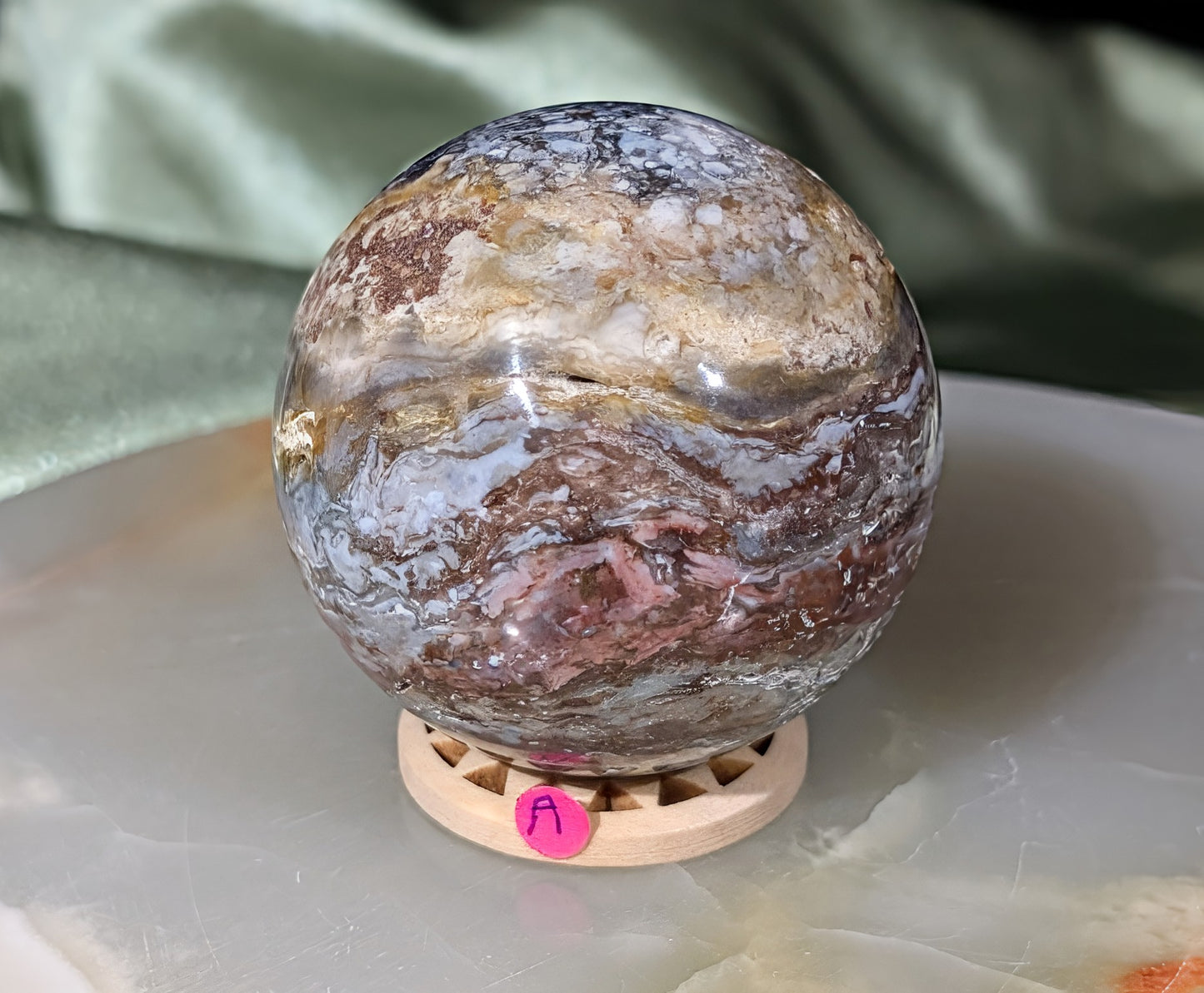 Blue and Pink Chalcedony Sphere
