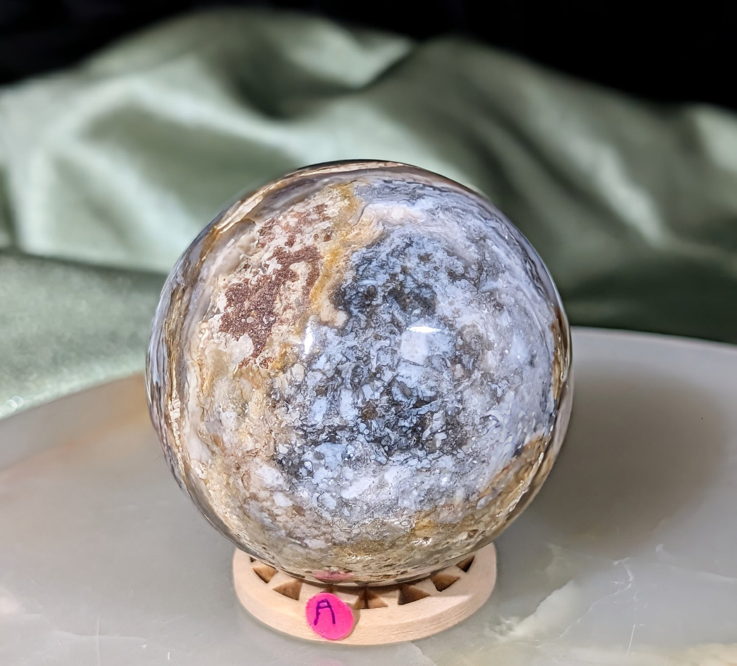 Blue and Pink Chalcedony Sphere