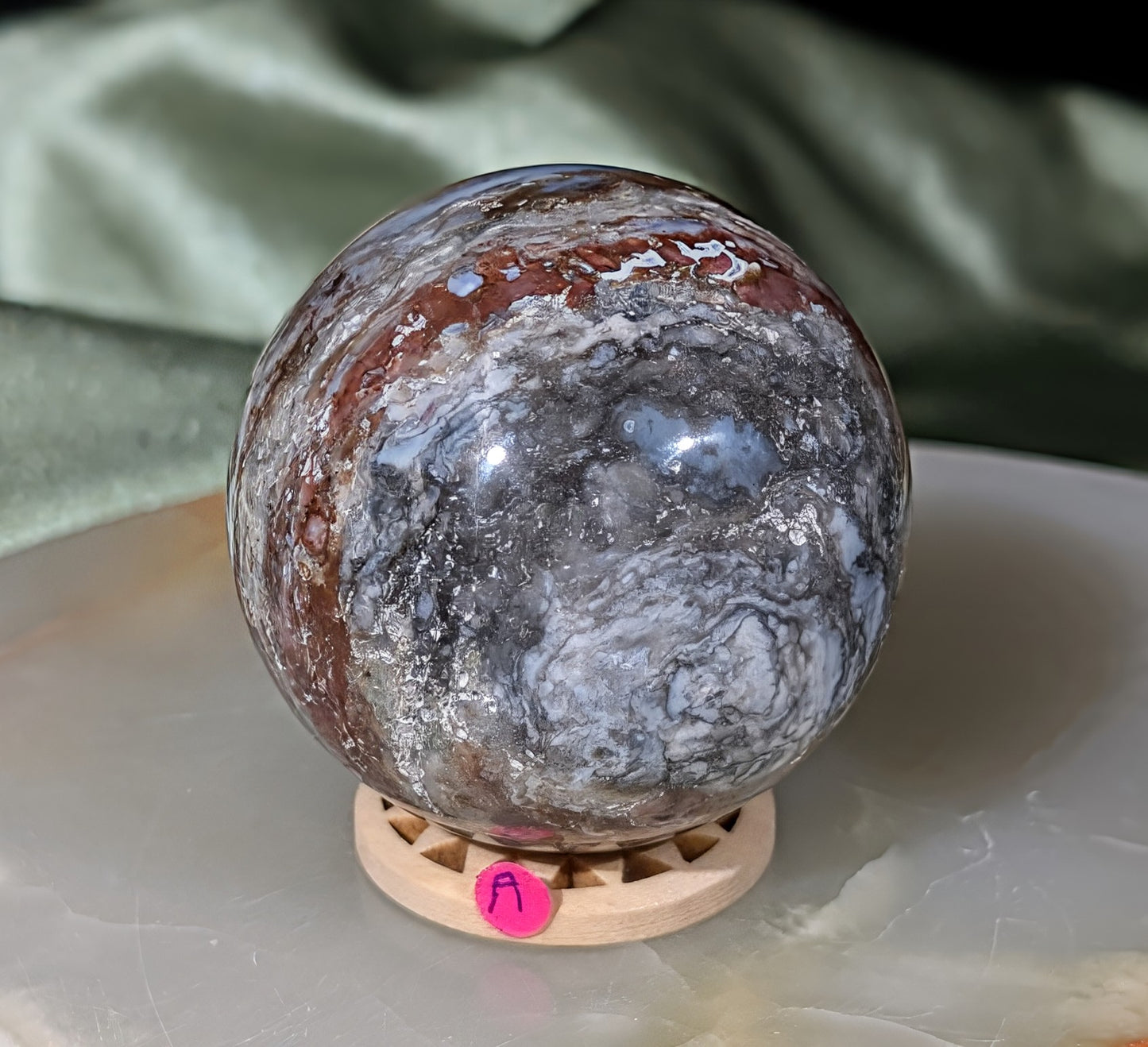 Blue and Pink Chalcedony Sphere