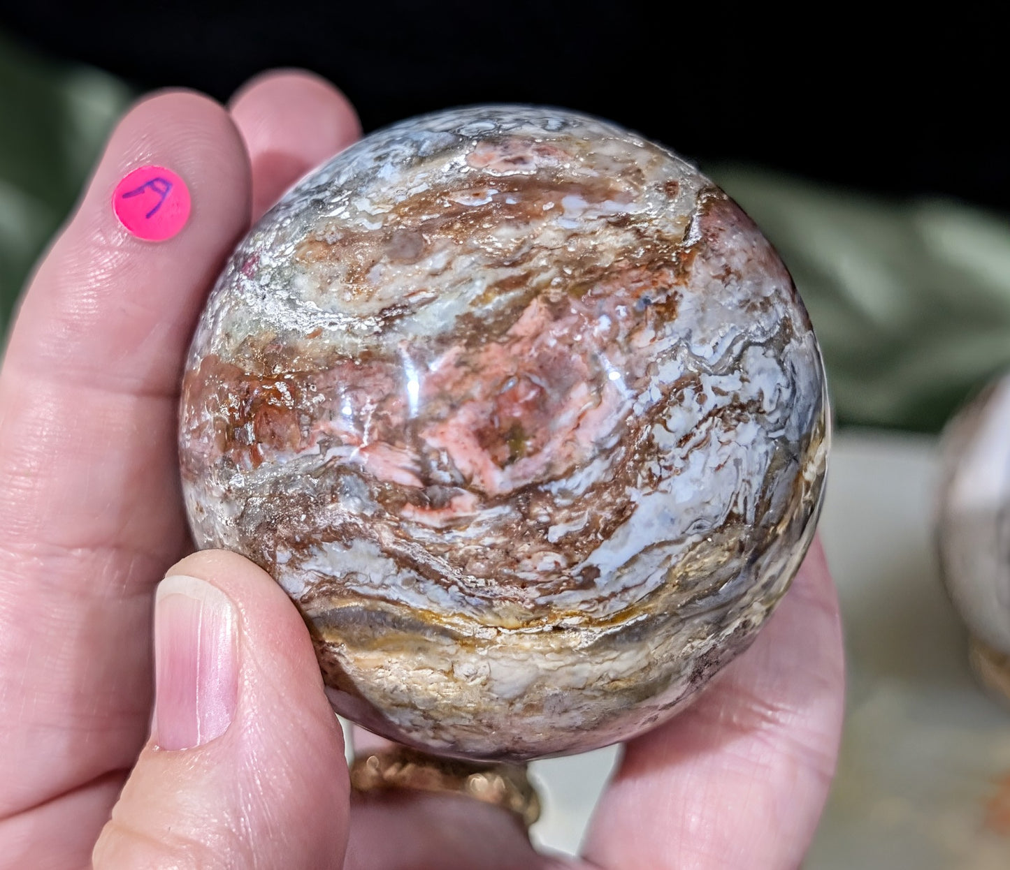 Blue and Pink Chalcedony Sphere