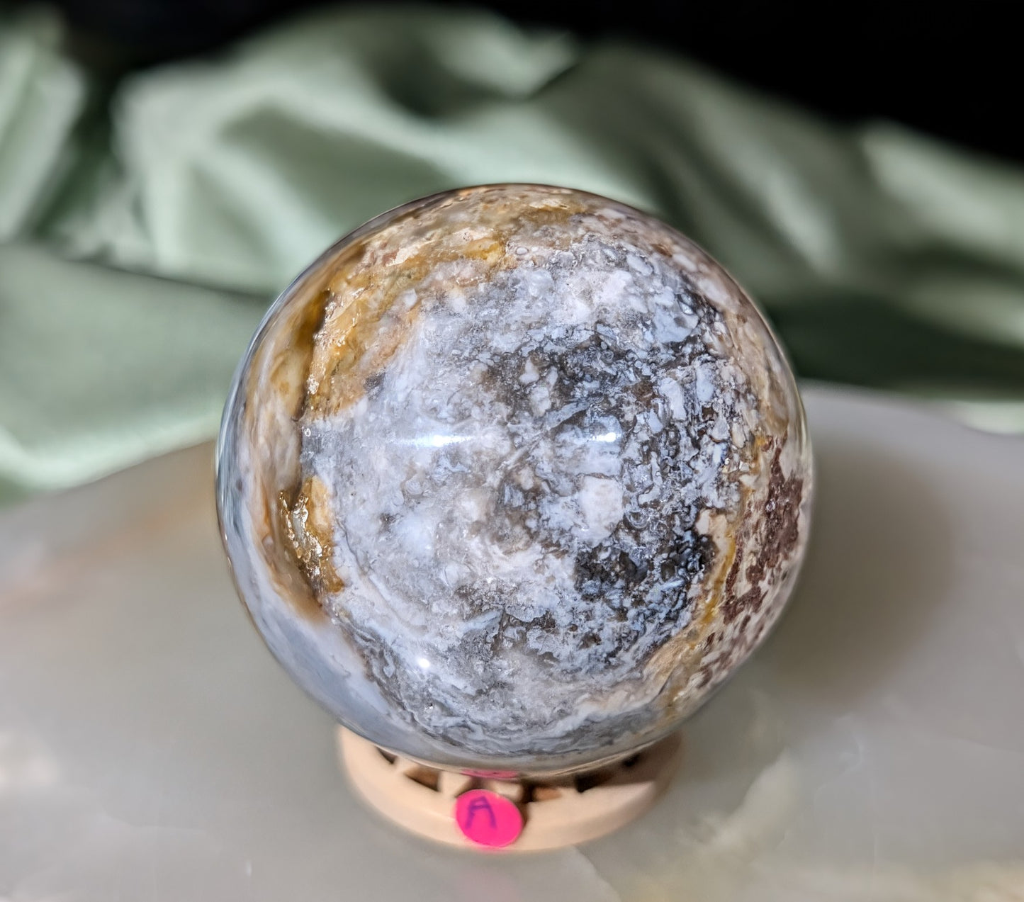 Blue and Pink Chalcedony Sphere