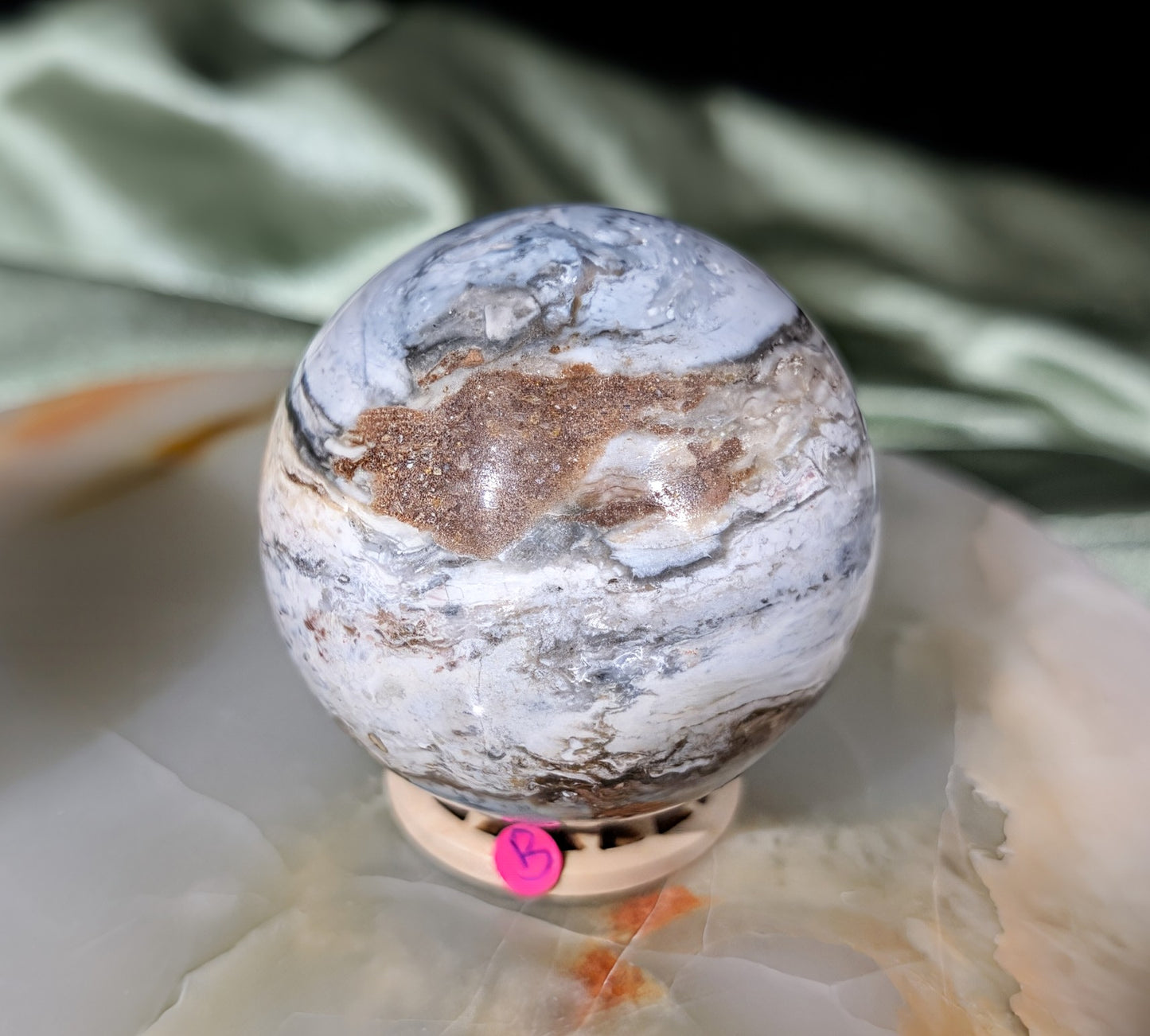 Blue and Pink Chalcedony Sphere