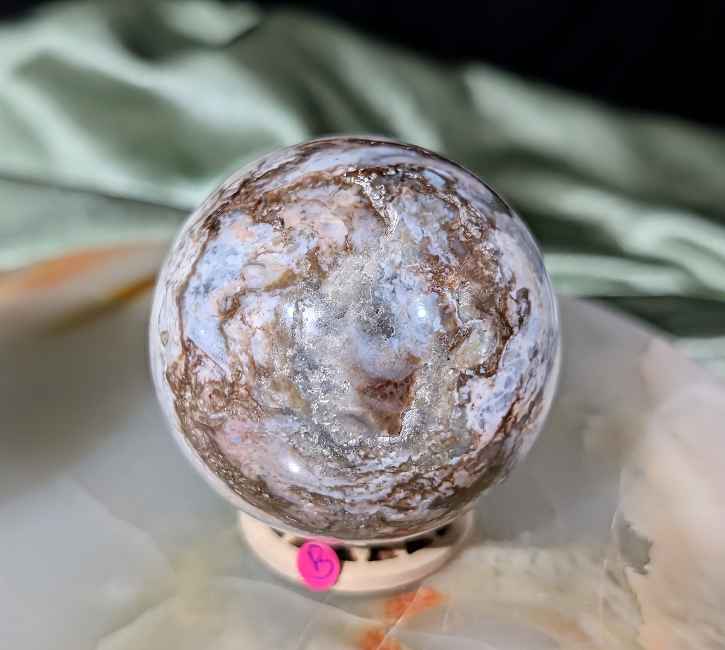 Blue and Pink Chalcedony Sphere
