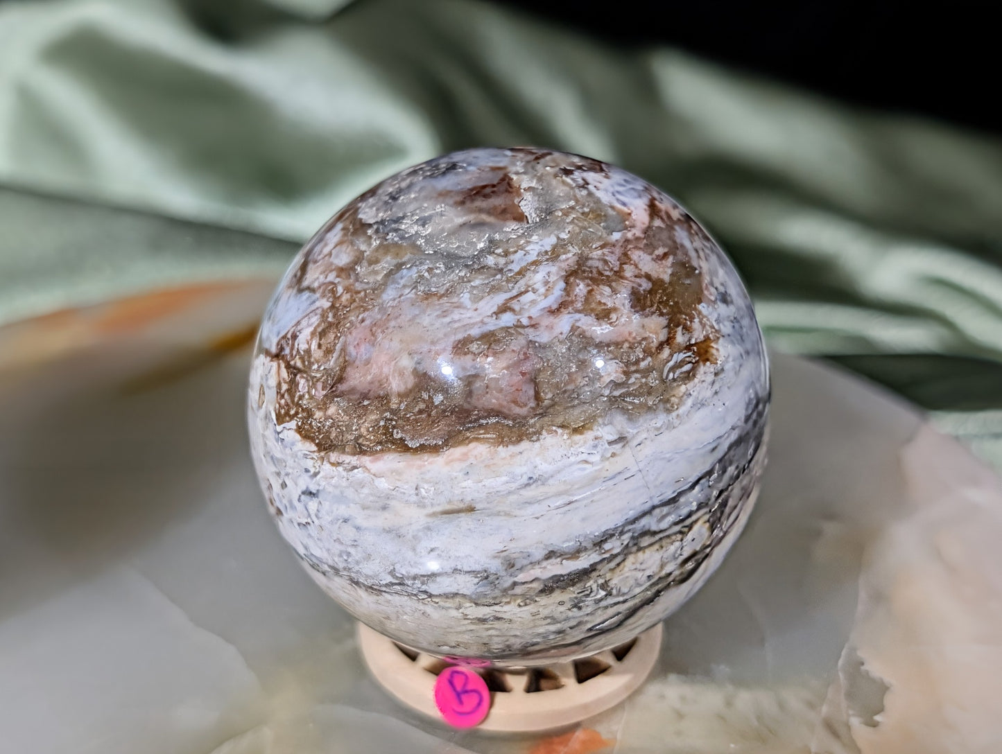 Blue and Pink Chalcedony Sphere