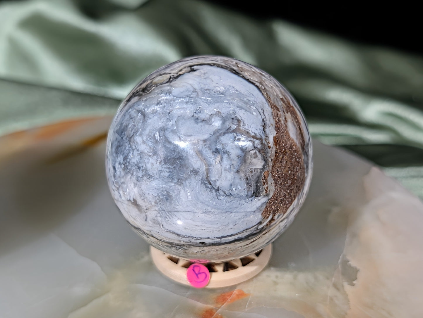 Blue and Pink Chalcedony Sphere