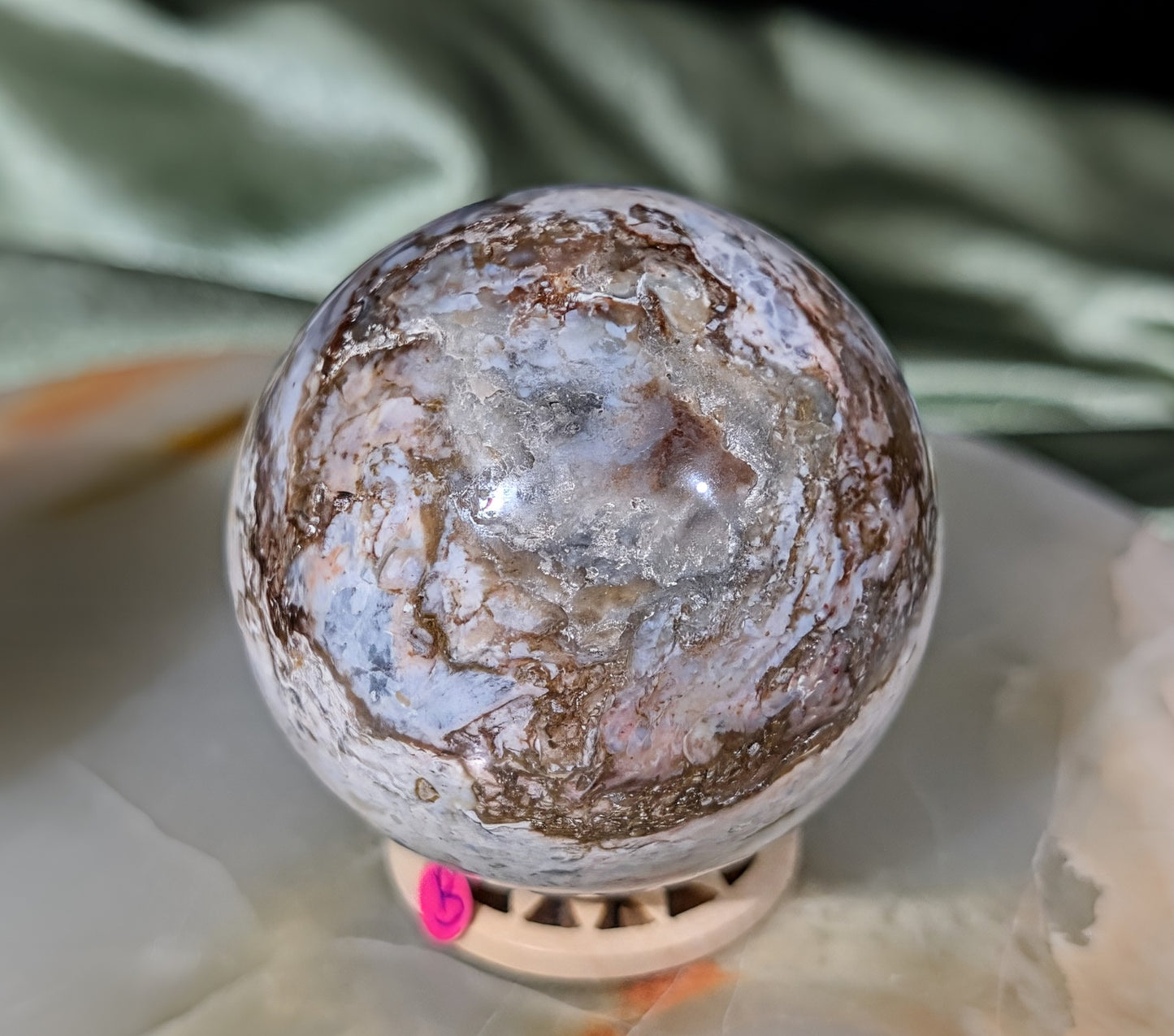 Blue and Pink Chalcedony Sphere