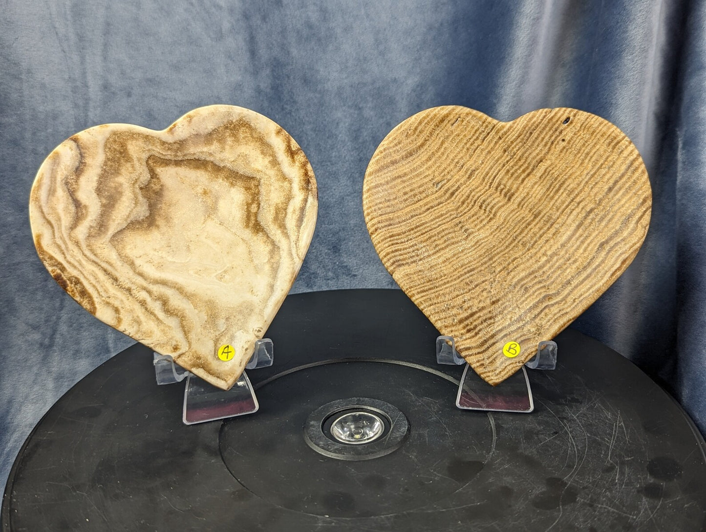 Hand Carved Chocolate Calcite Heart Shaped Bowls
