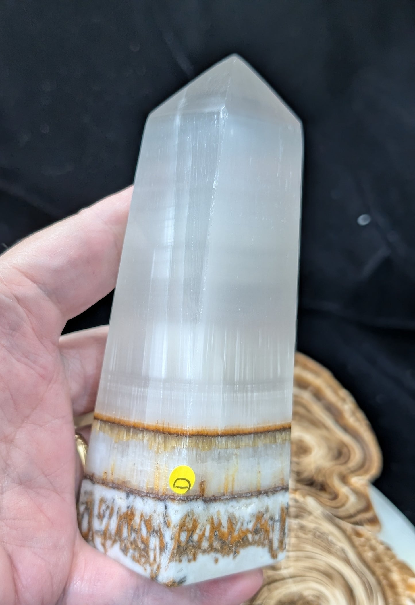 Clear Silky White Banded Calcite Tower