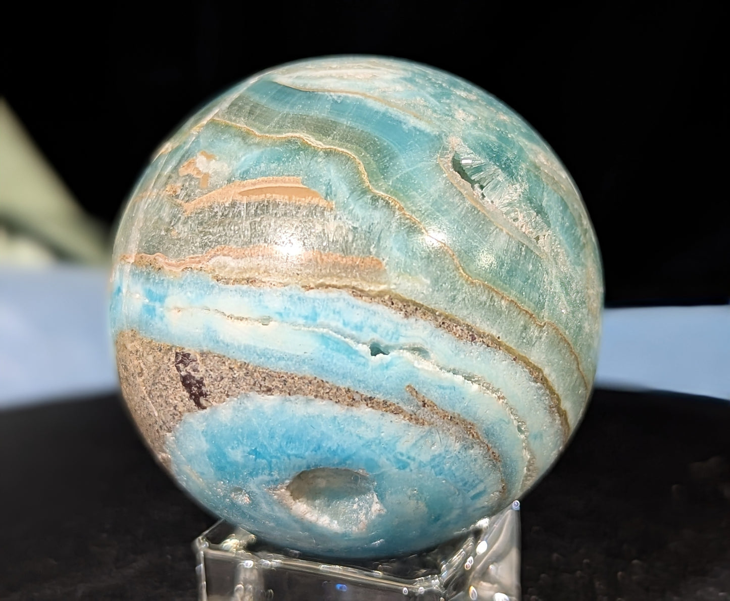 Druzy Blue Aragonite and Smithsonite Sphere