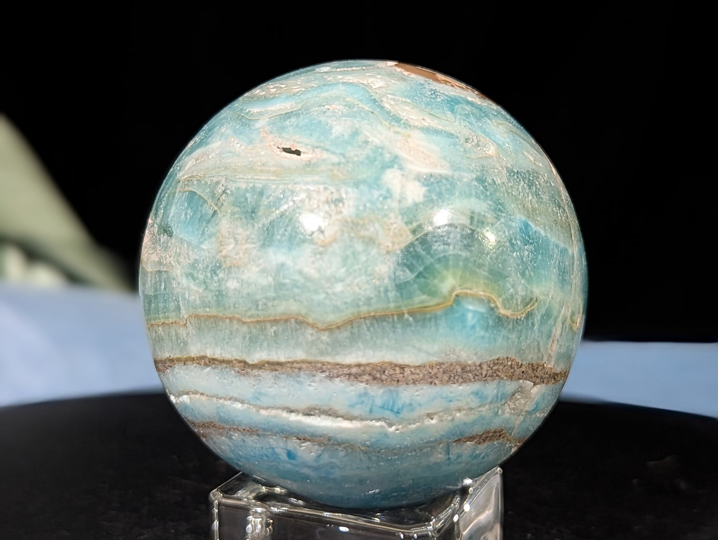 Druzy Blue Aragonite and Smithsonite Sphere