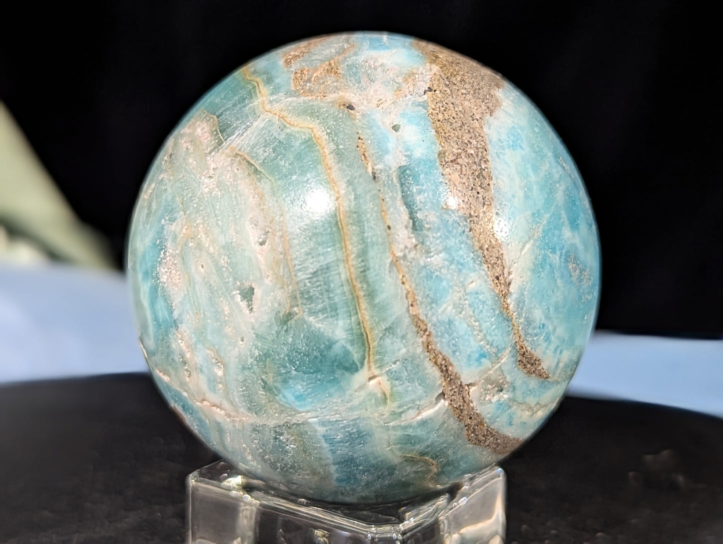Druzy Blue Aragonite and Smithsonite Sphere