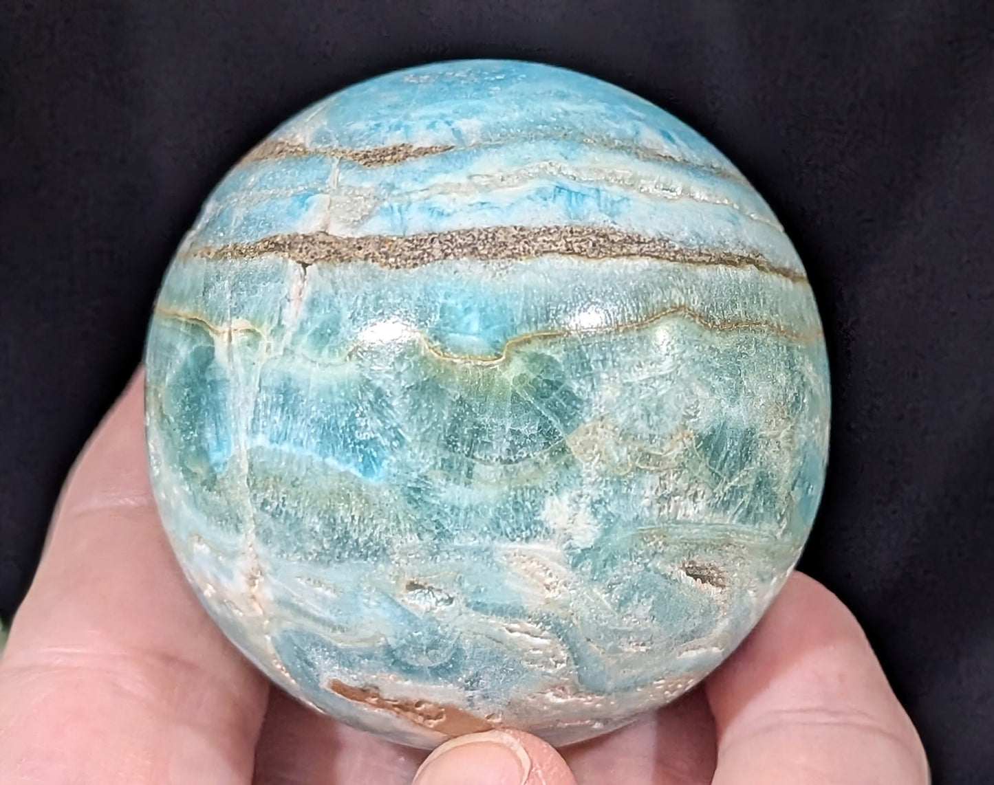 Druzy Blue Aragonite and Smithsonite Sphere