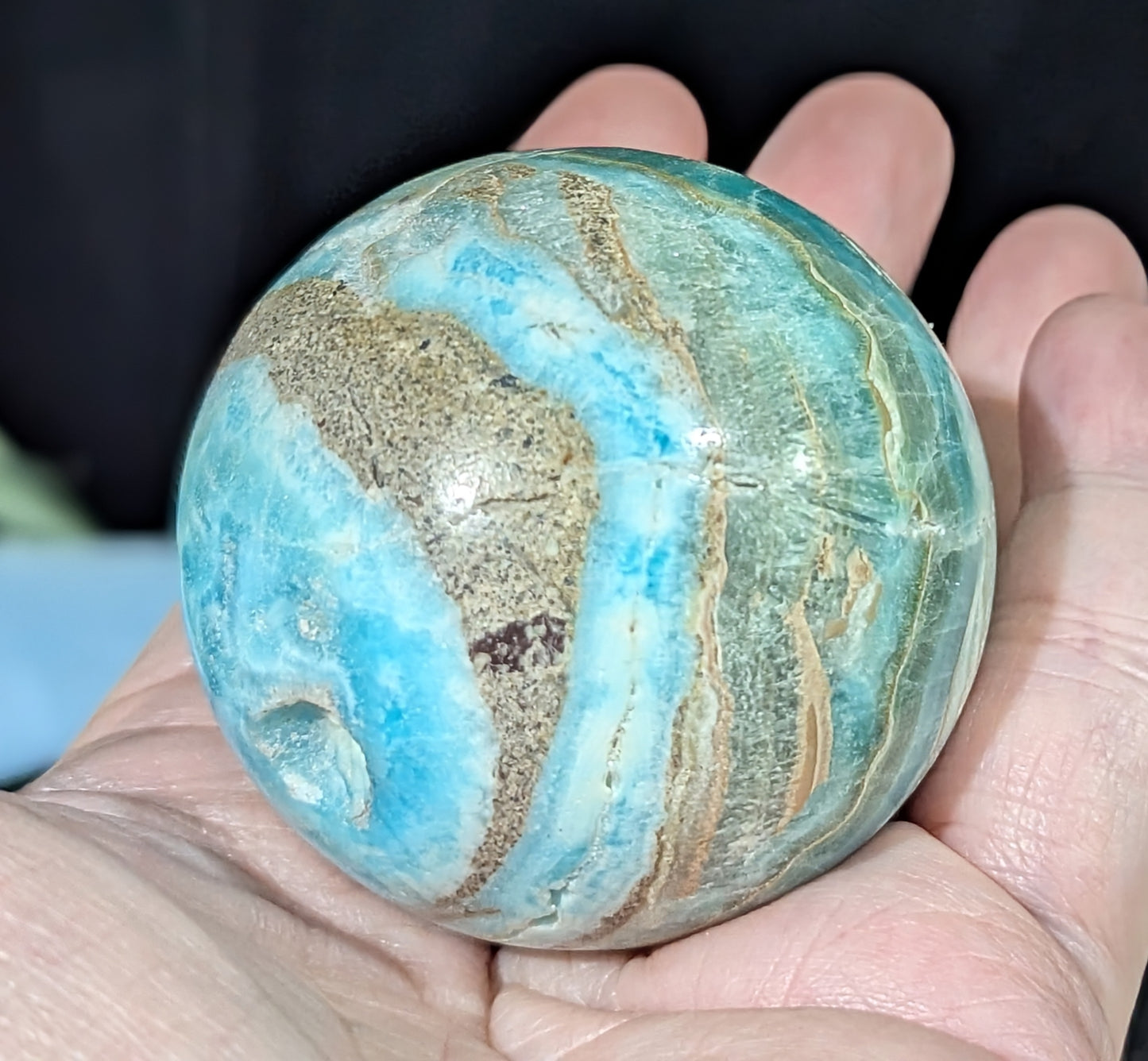 Druzy Blue Aragonite and Smithsonite Sphere