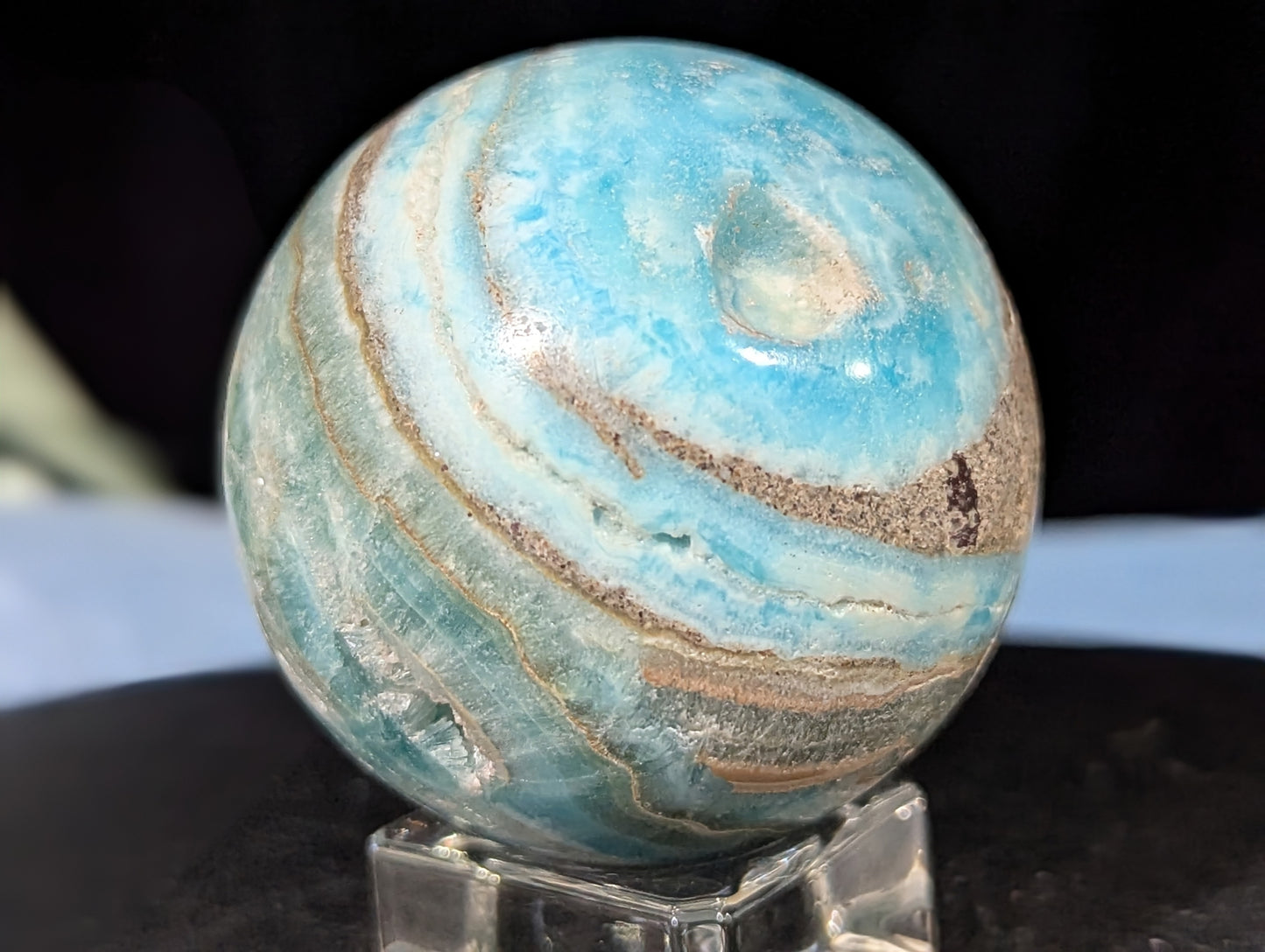 Druzy Blue Aragonite and Smithsonite Sphere