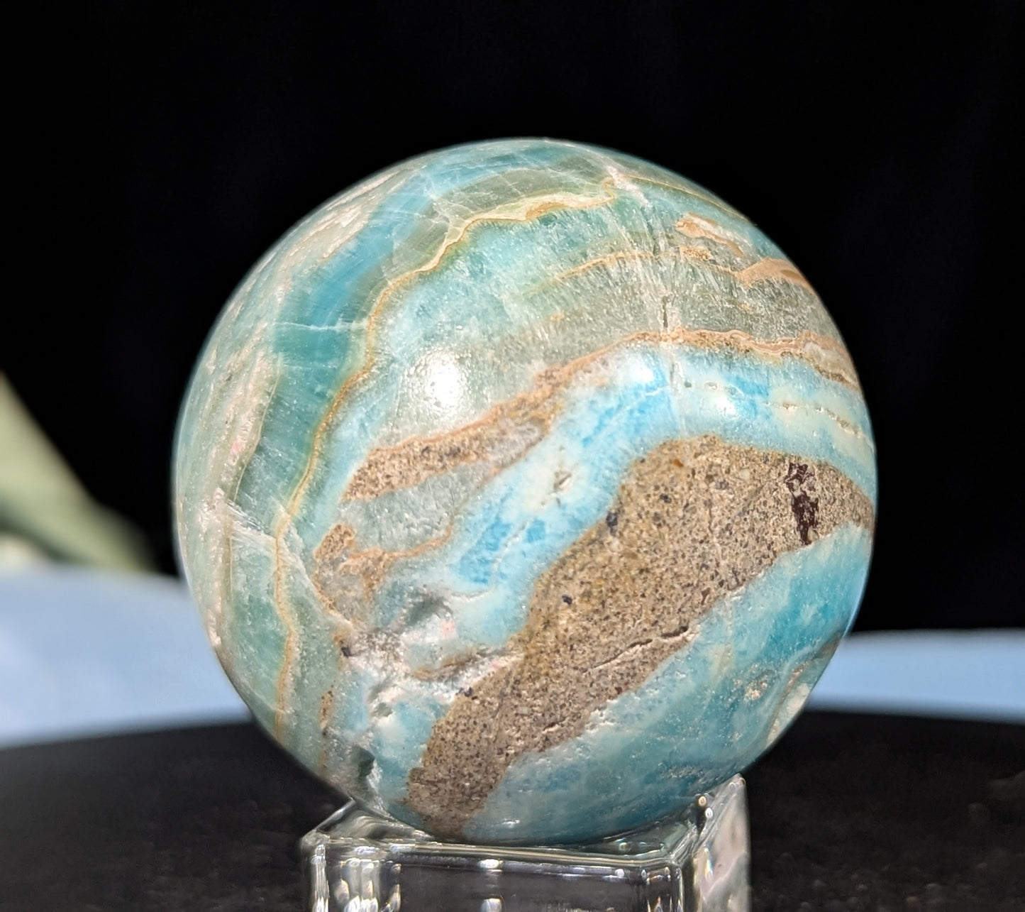 Druzy Blue Aragonite and Smithsonite Sphere