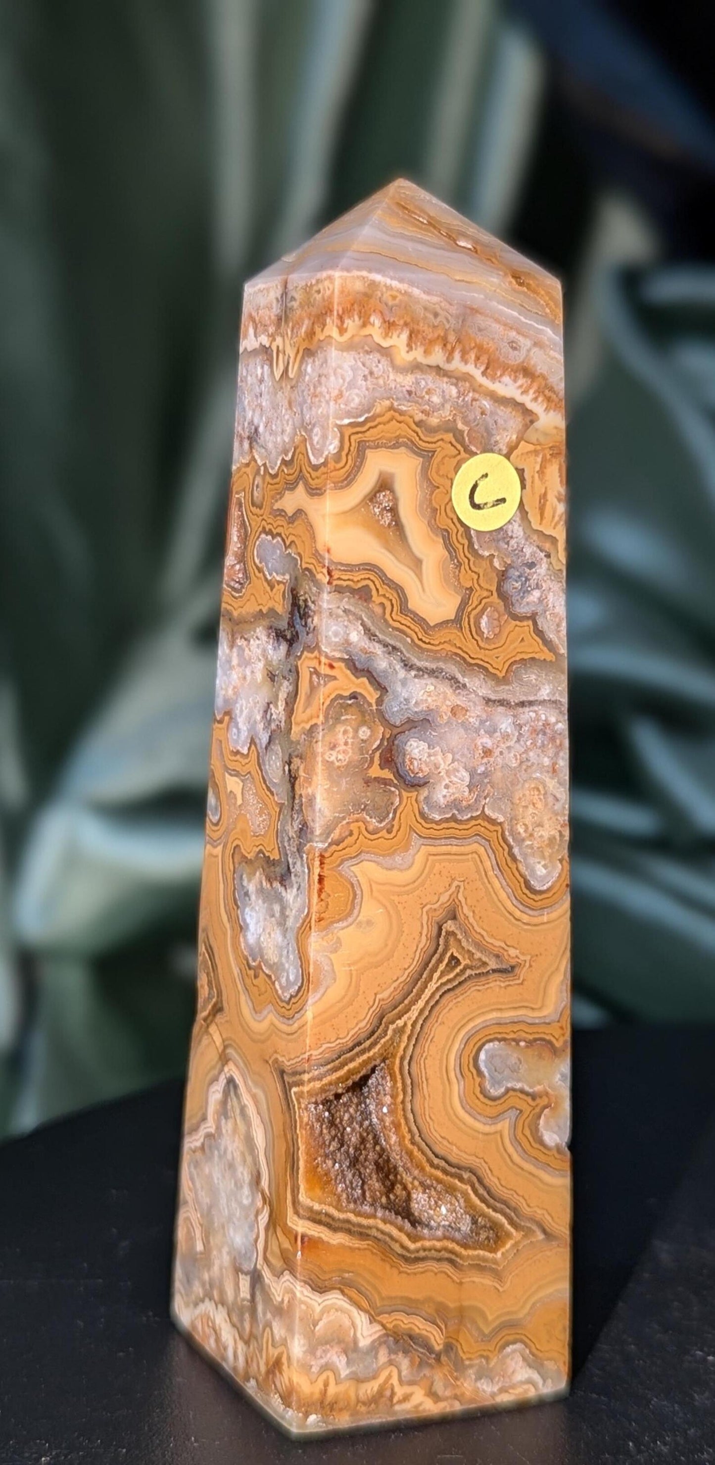 Druzy Yellow Crazy Lace Agate Tower C