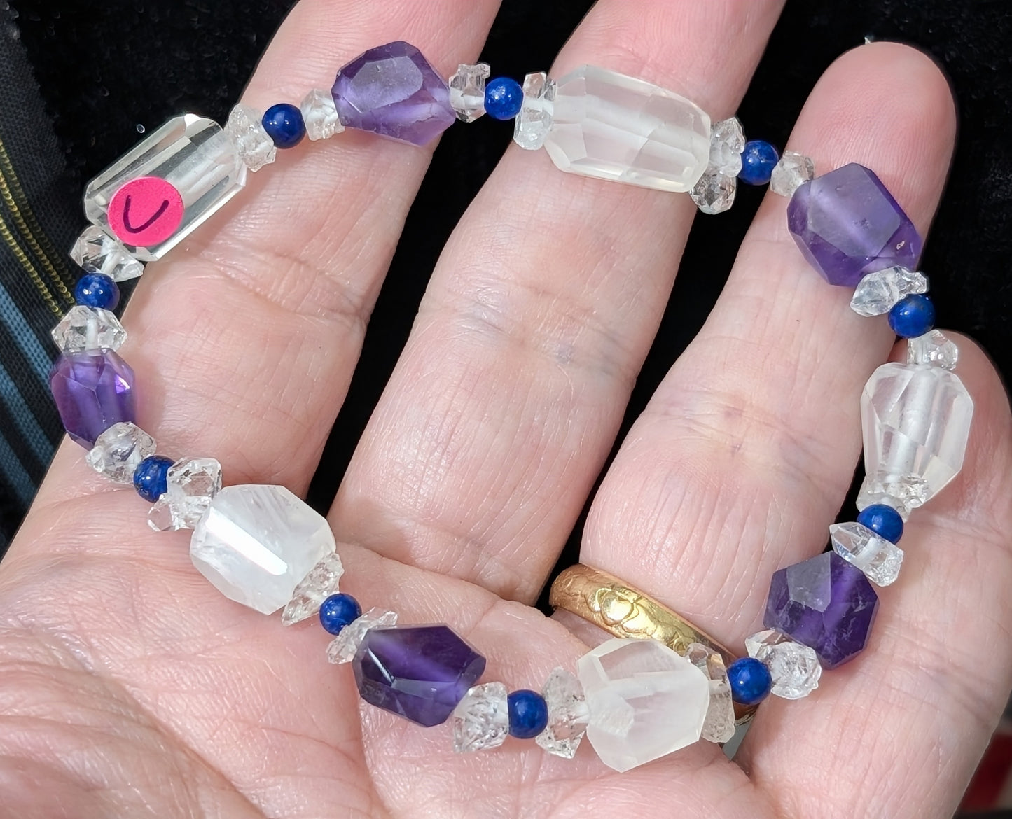 Fluorite Quartz Lapis Herkimer Bracelet