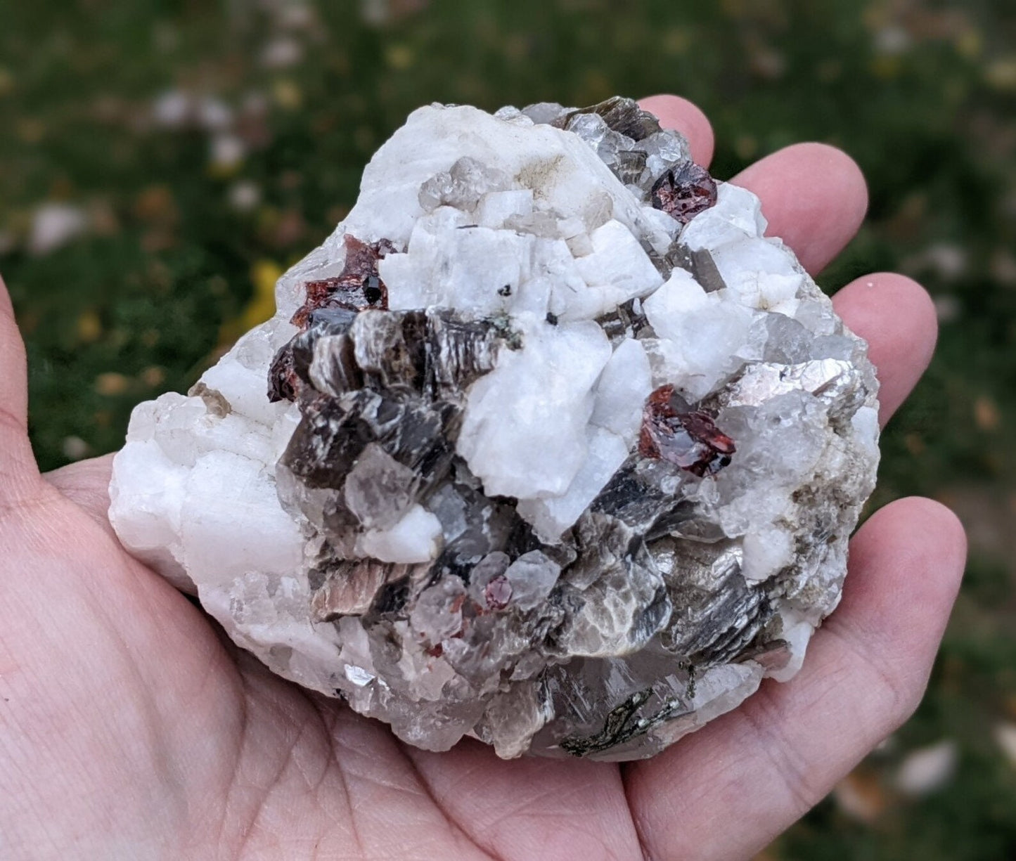 Garnet Feldspar and Mica Specimen