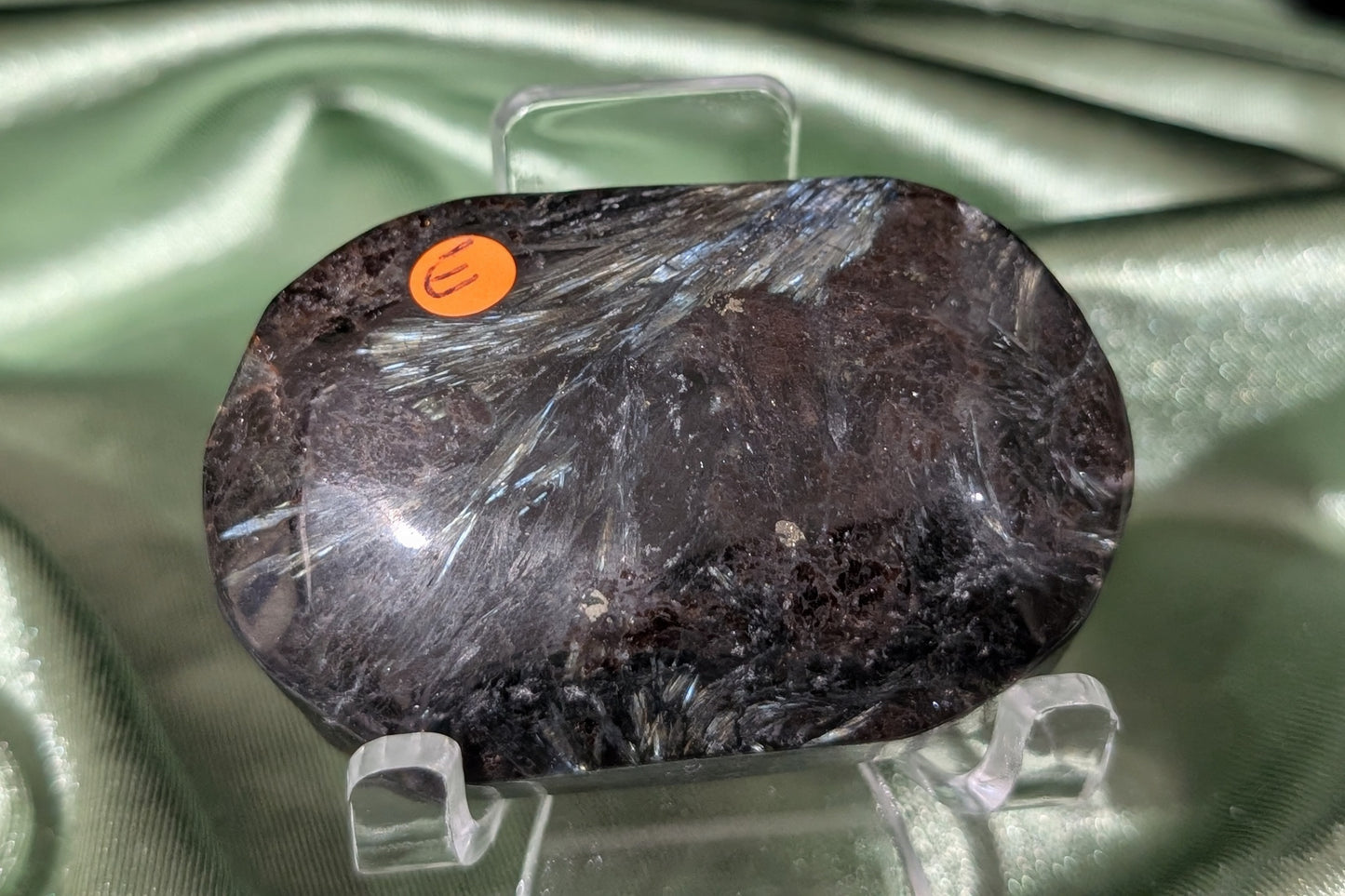 Garnet and Astrophyllite Palm Stone 1E3