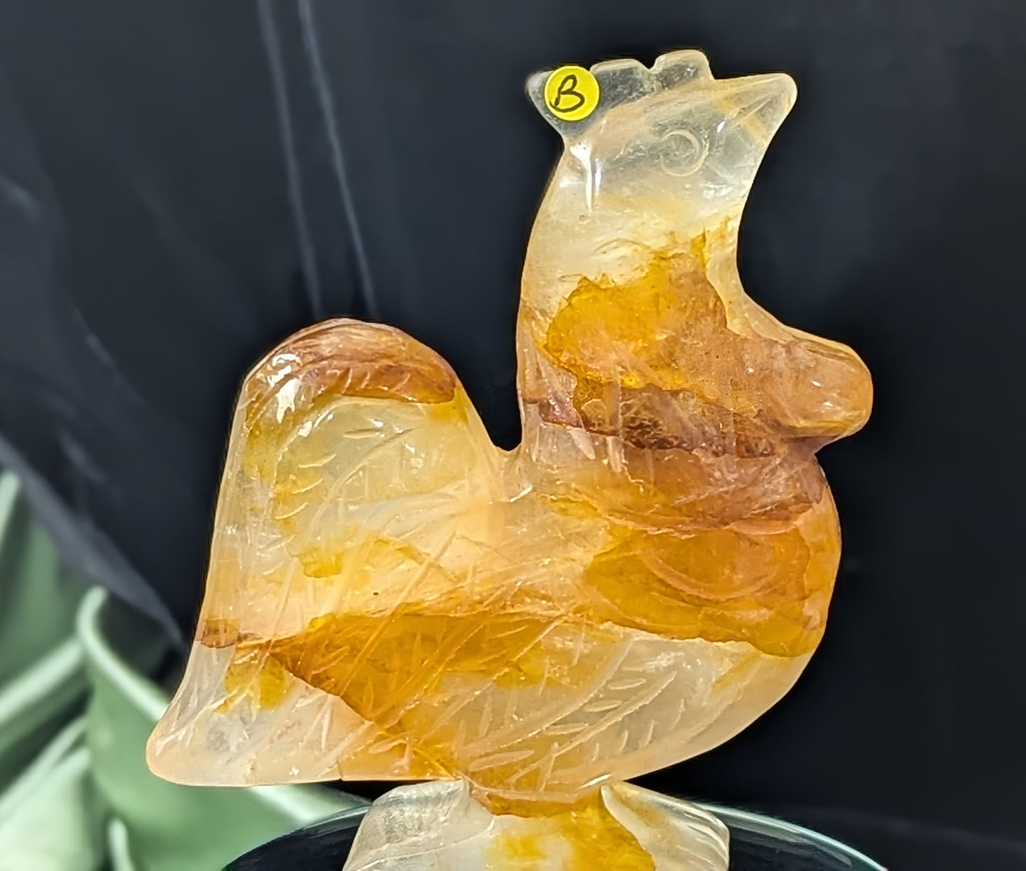 Golden Healer Crystal Rooster Figurine