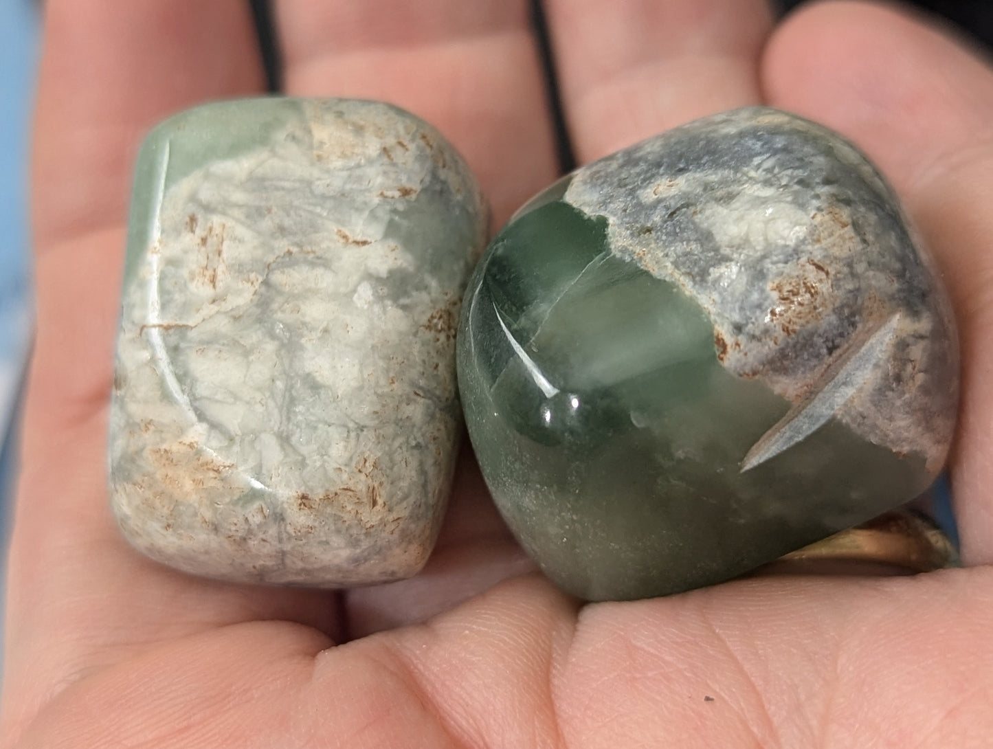 Green Flower Jade Tumbles