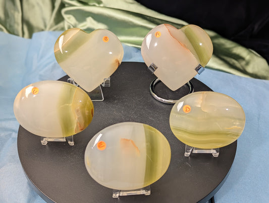 Green Onyx Hearts and Palms