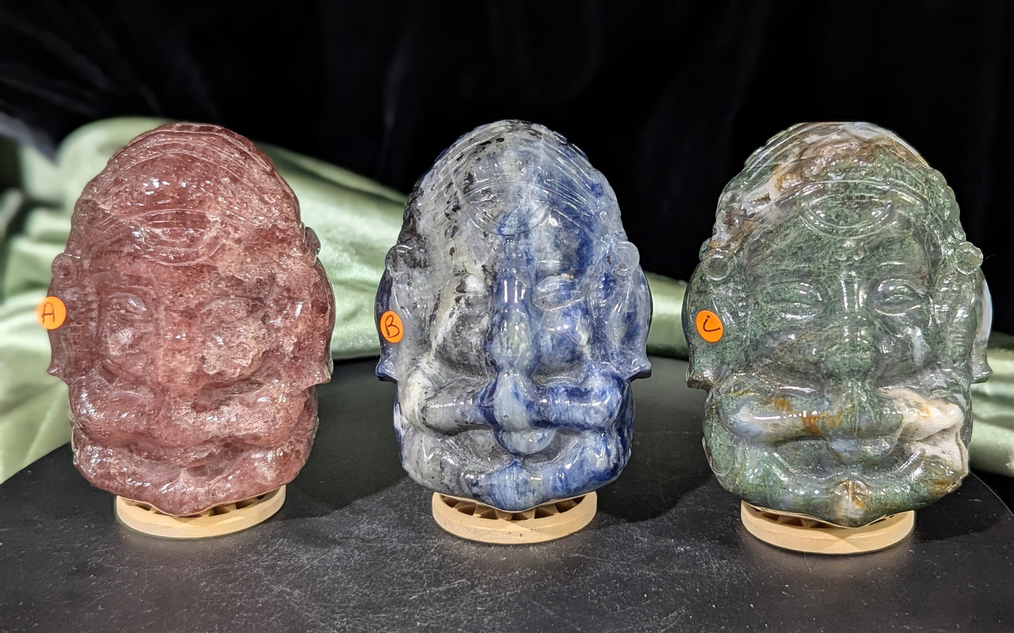 Hand Carved Crystal Ganesha Figurines