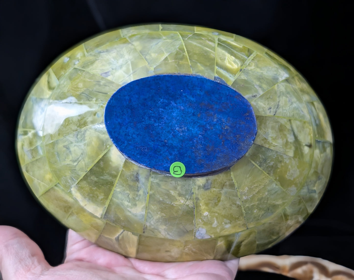 Hand Crafted Serpentine and Lapis Crystal Bowl
