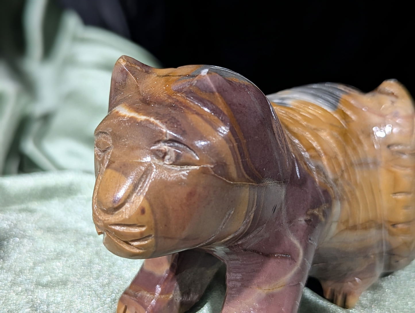 Hand Carved Jasper Cat Figurine