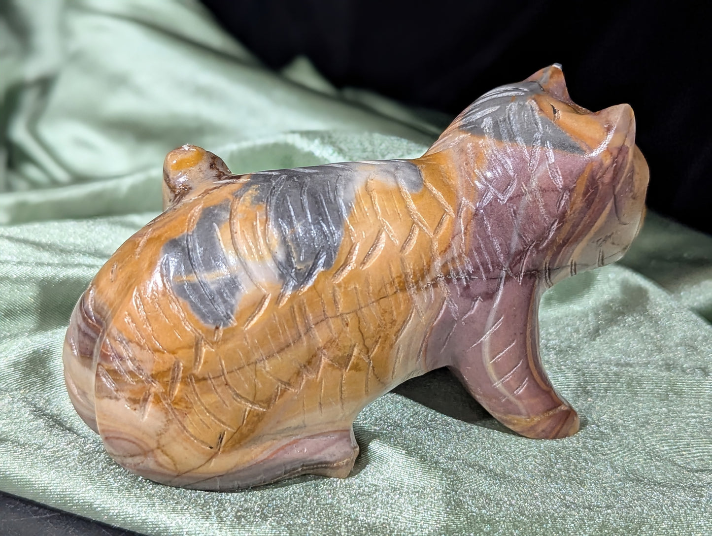 Hand Carved Jasper Cat Figurine