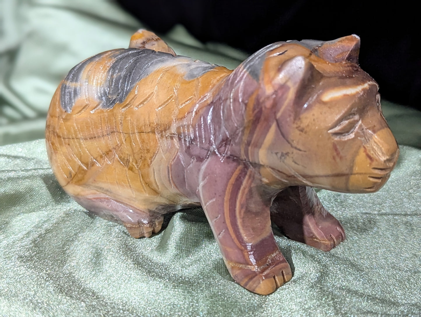 Hand Carved Jasper Cat Figurine