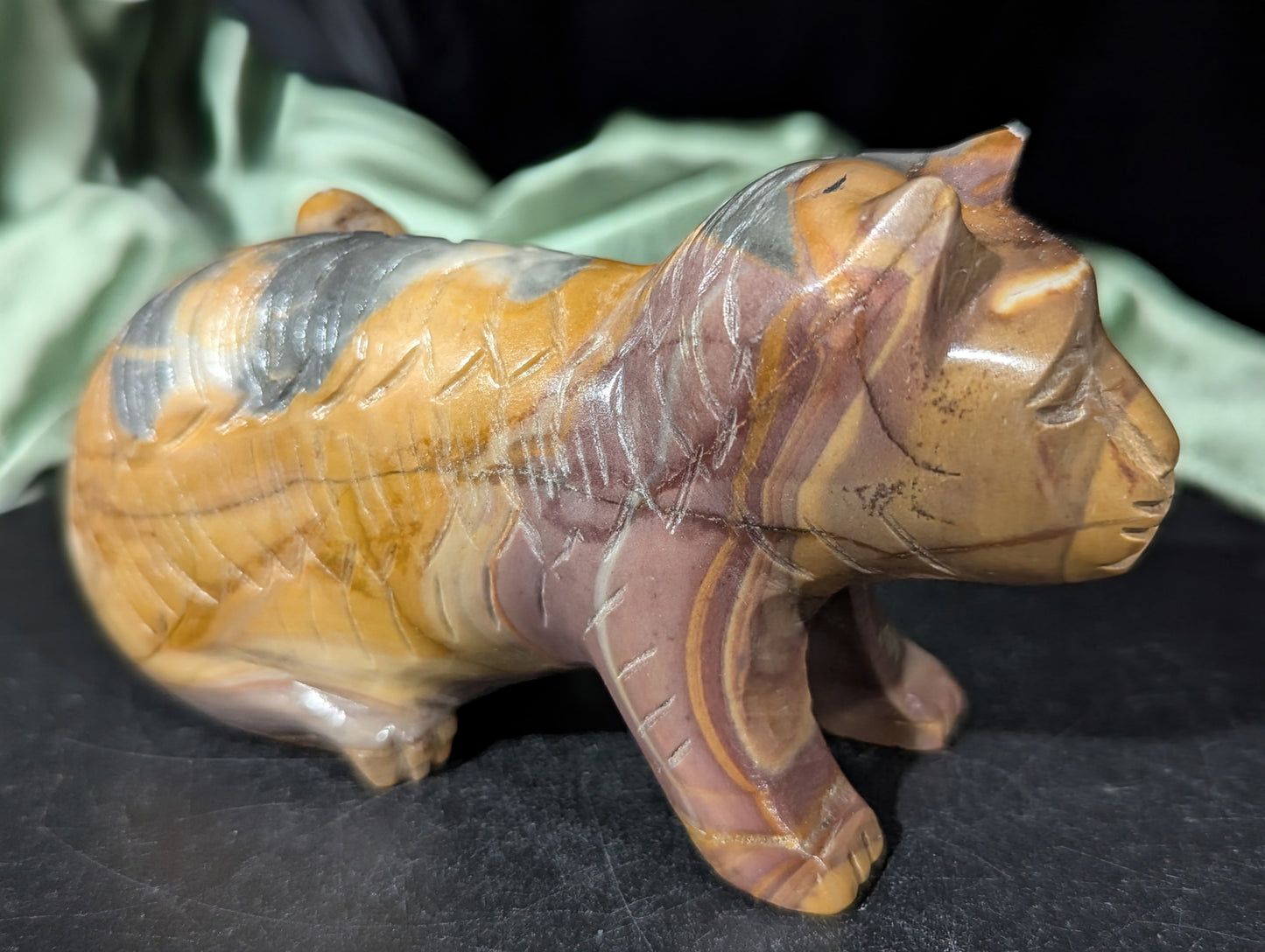 Hand Carved Jasper Cat Figurine