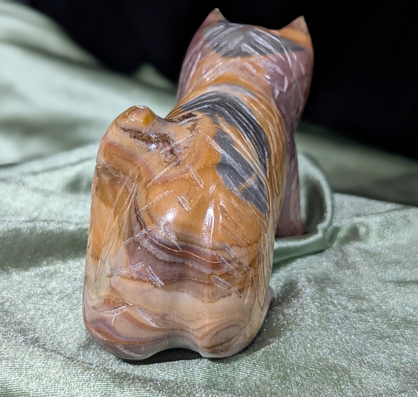 Hand Carved Jasper Cat Figurine