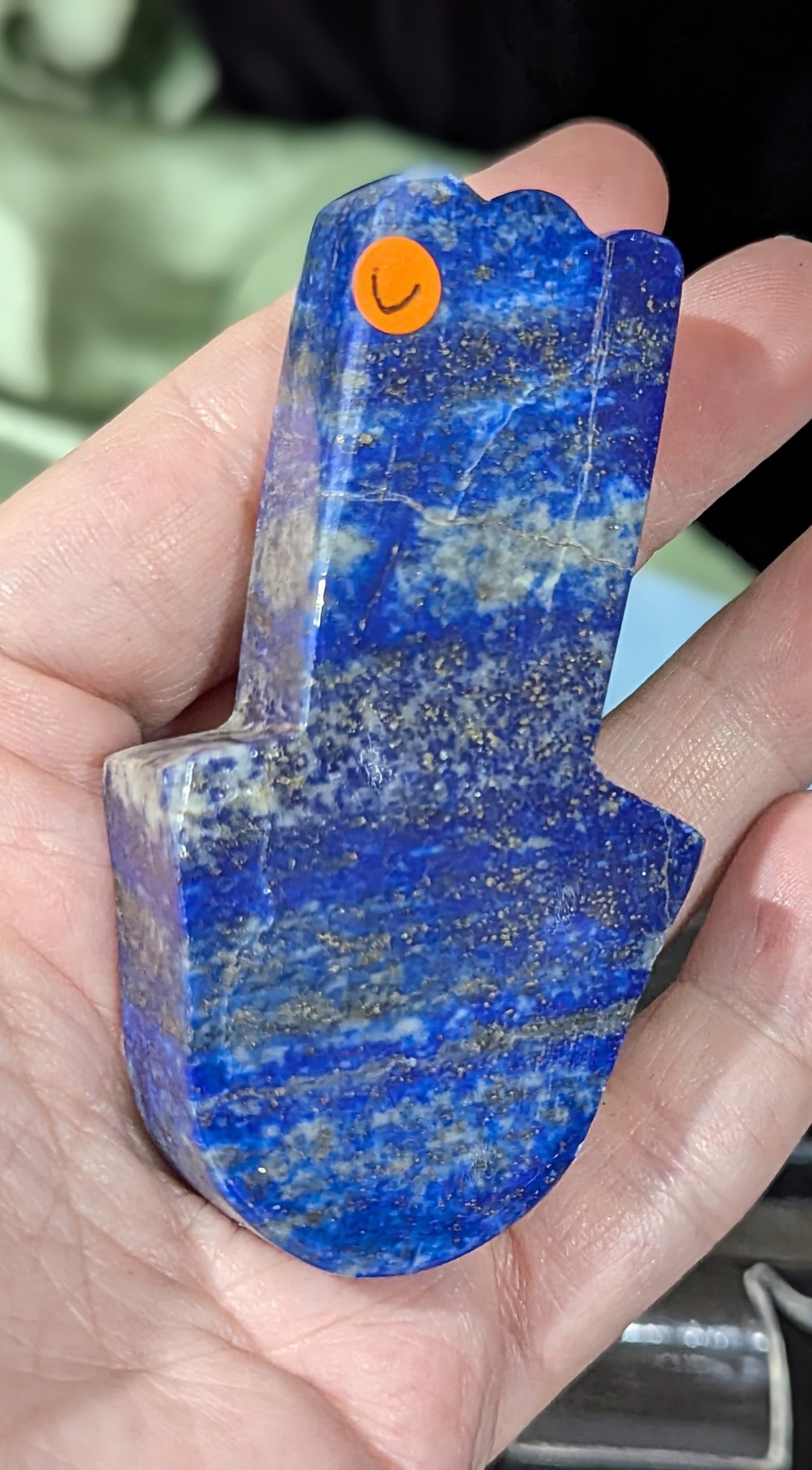 Lapis Lazuli Hamsa Carving
