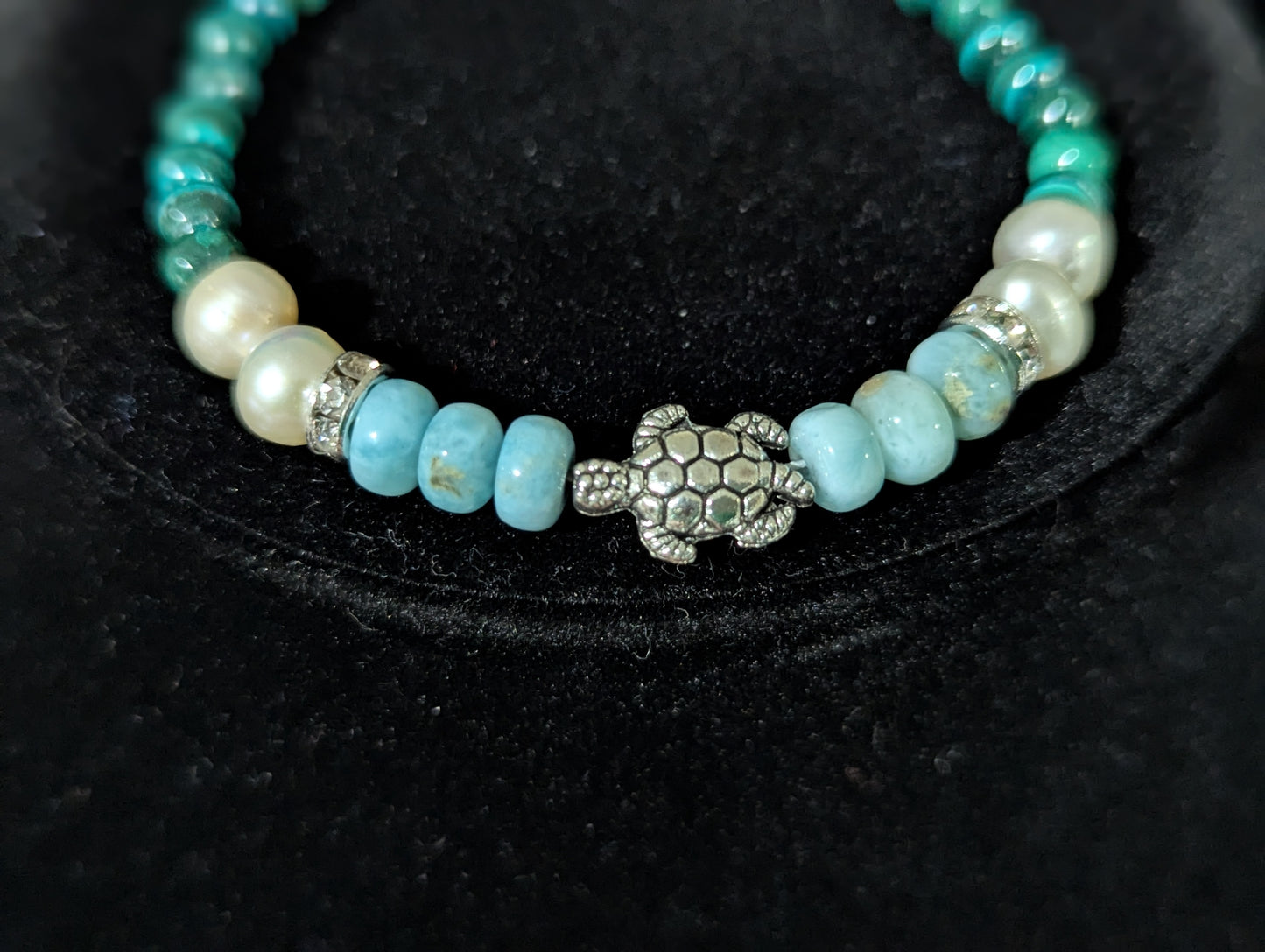 Malachite and Larimar Bracelet