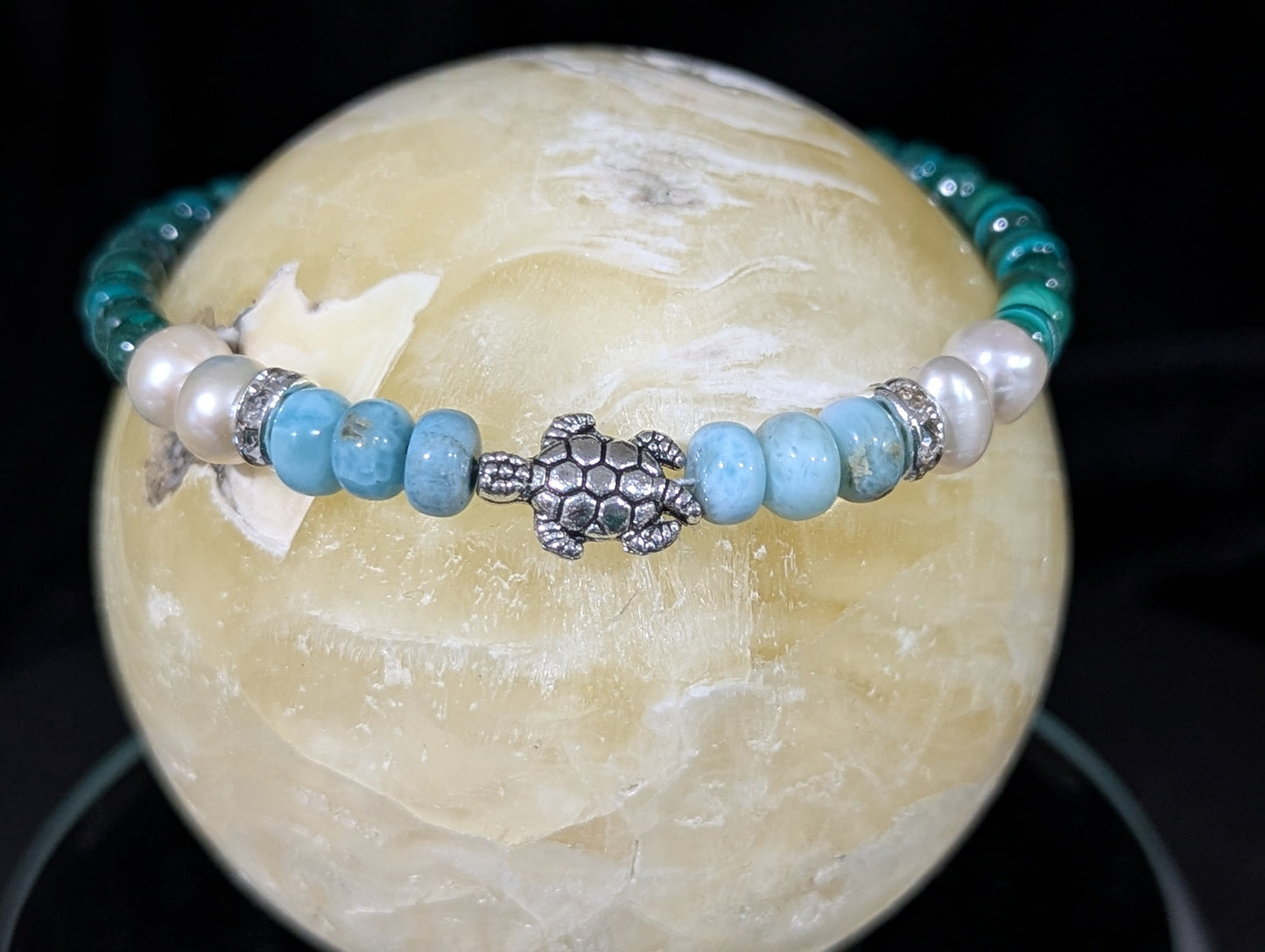 Malachite and Larimar Bracelet