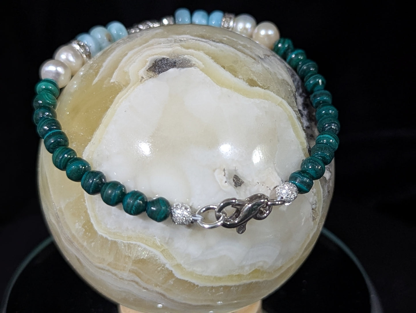 Malachite and Larimar Bracelet
