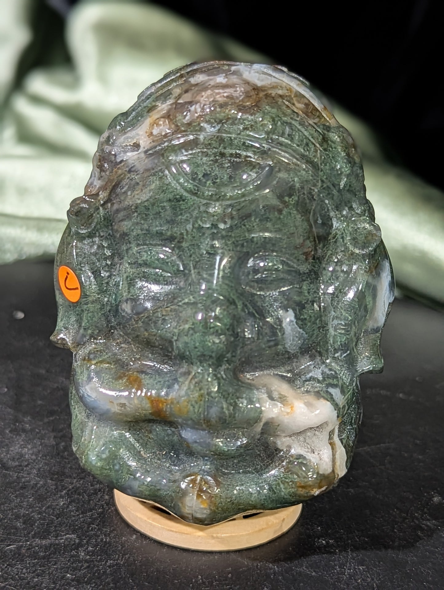 Moss Agate Ganesha Figurine