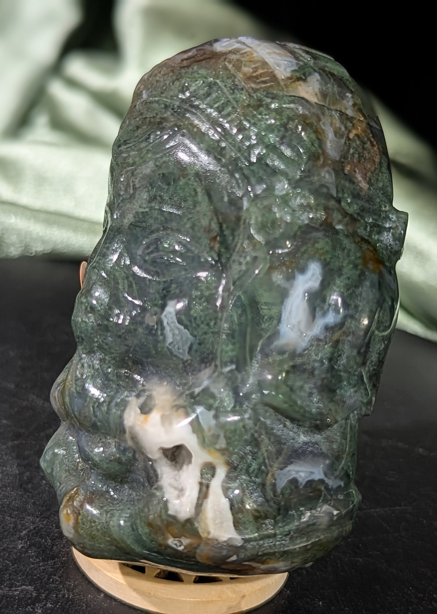 Moss Agate Ganesha Figurine