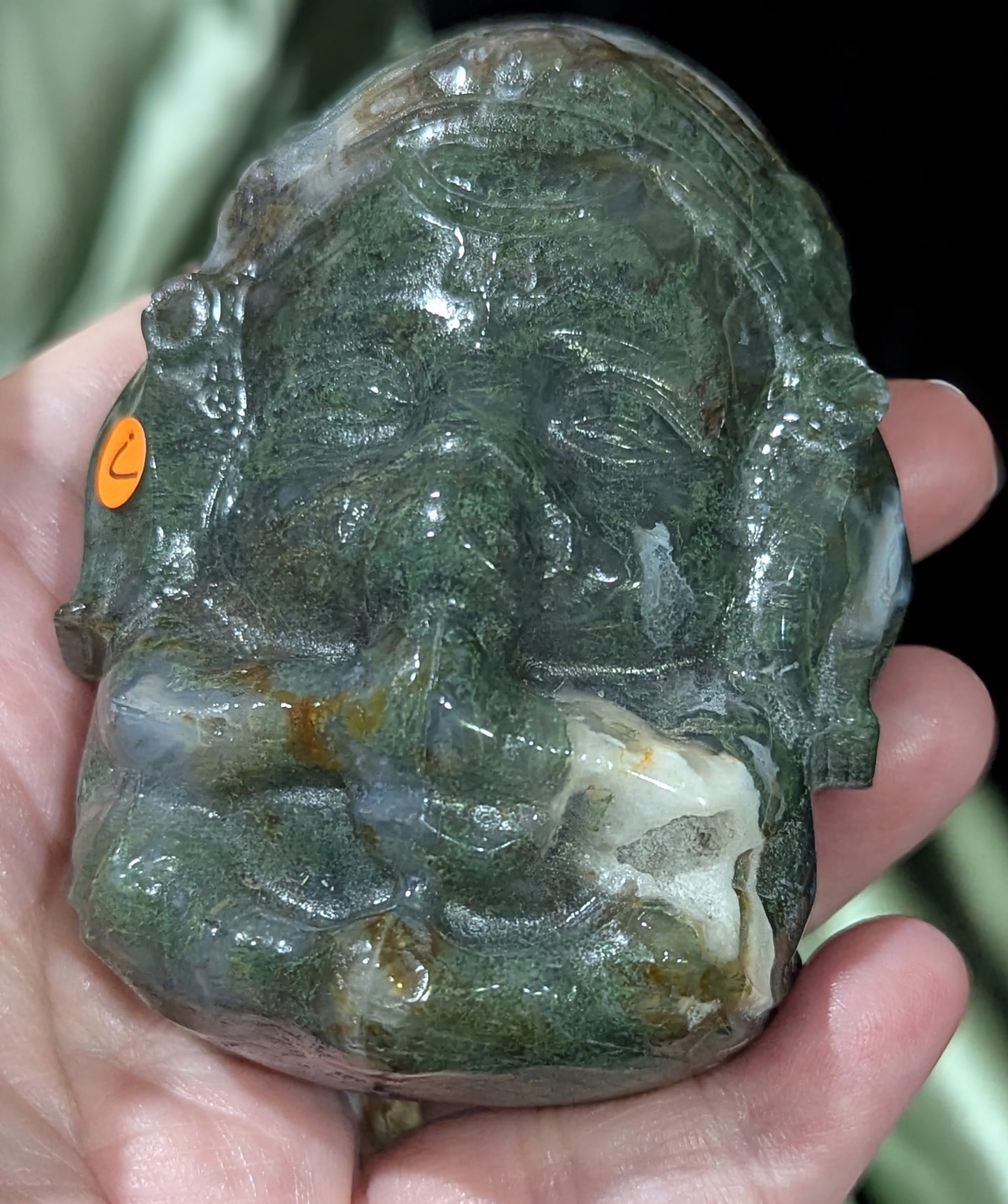 Moss Agate Ganesha Figurine