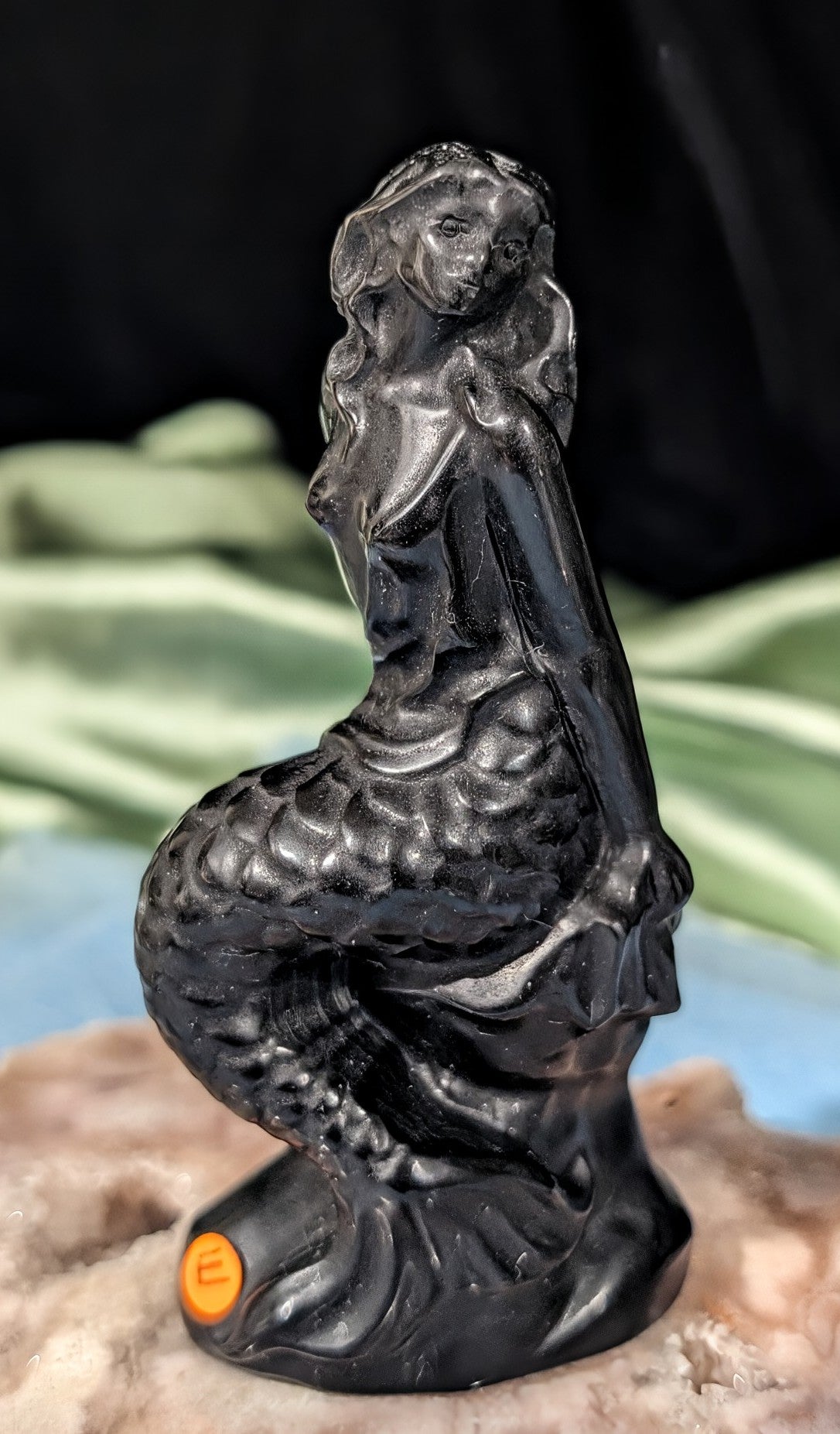 Obsidian Mermaid Figurine