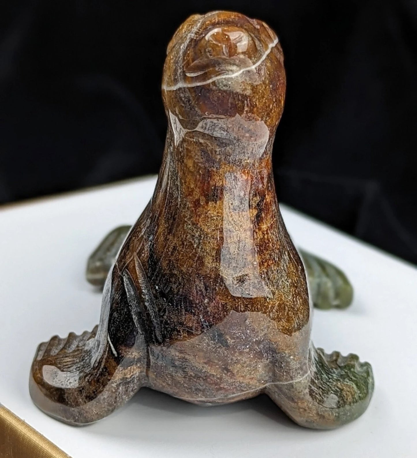 Ocean Jasper Seal Figurine
