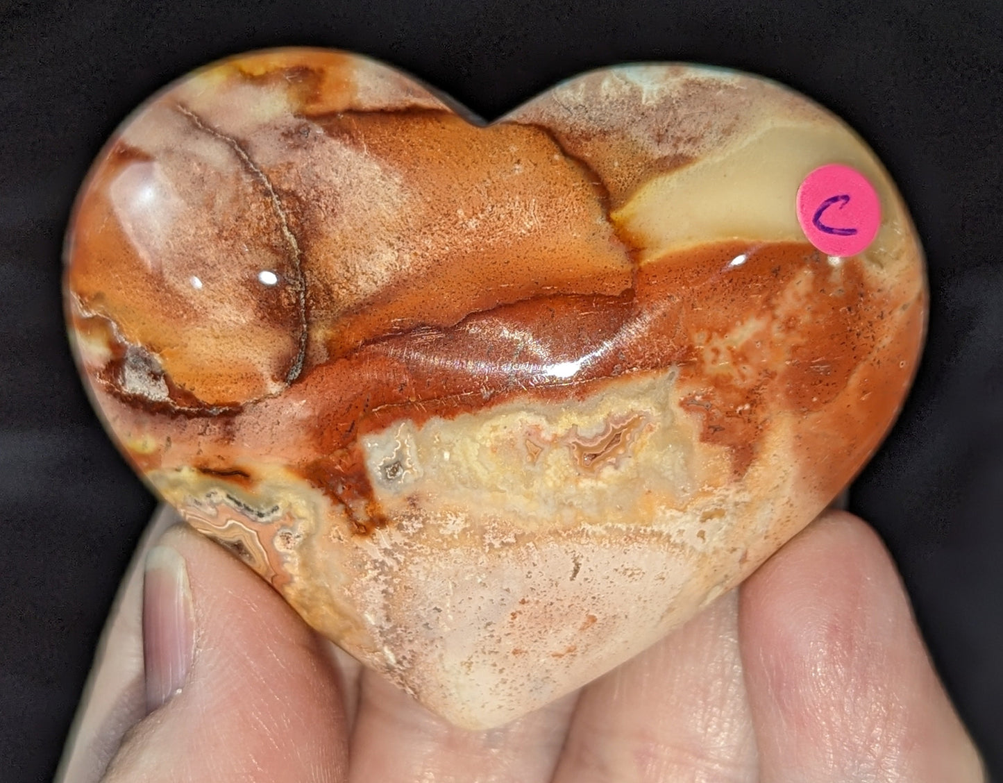Druzy Pink Crazy Lace Agate Palms and Hearts