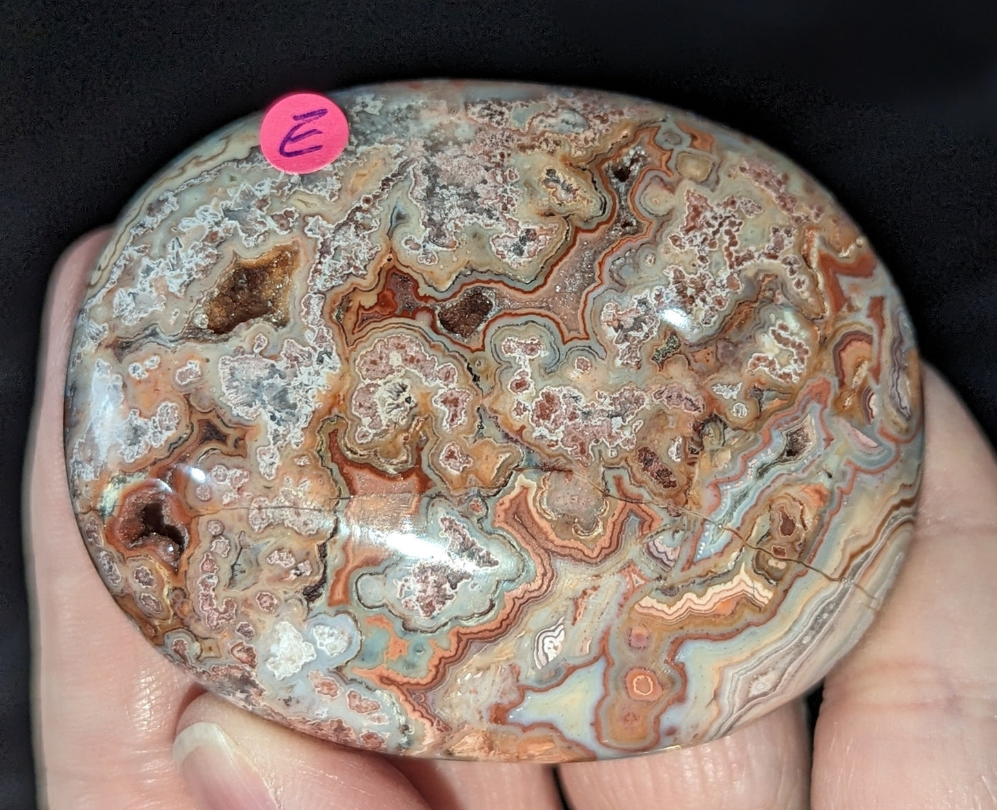Druzy Pink Crazy Lace Agate Palms and Hearts